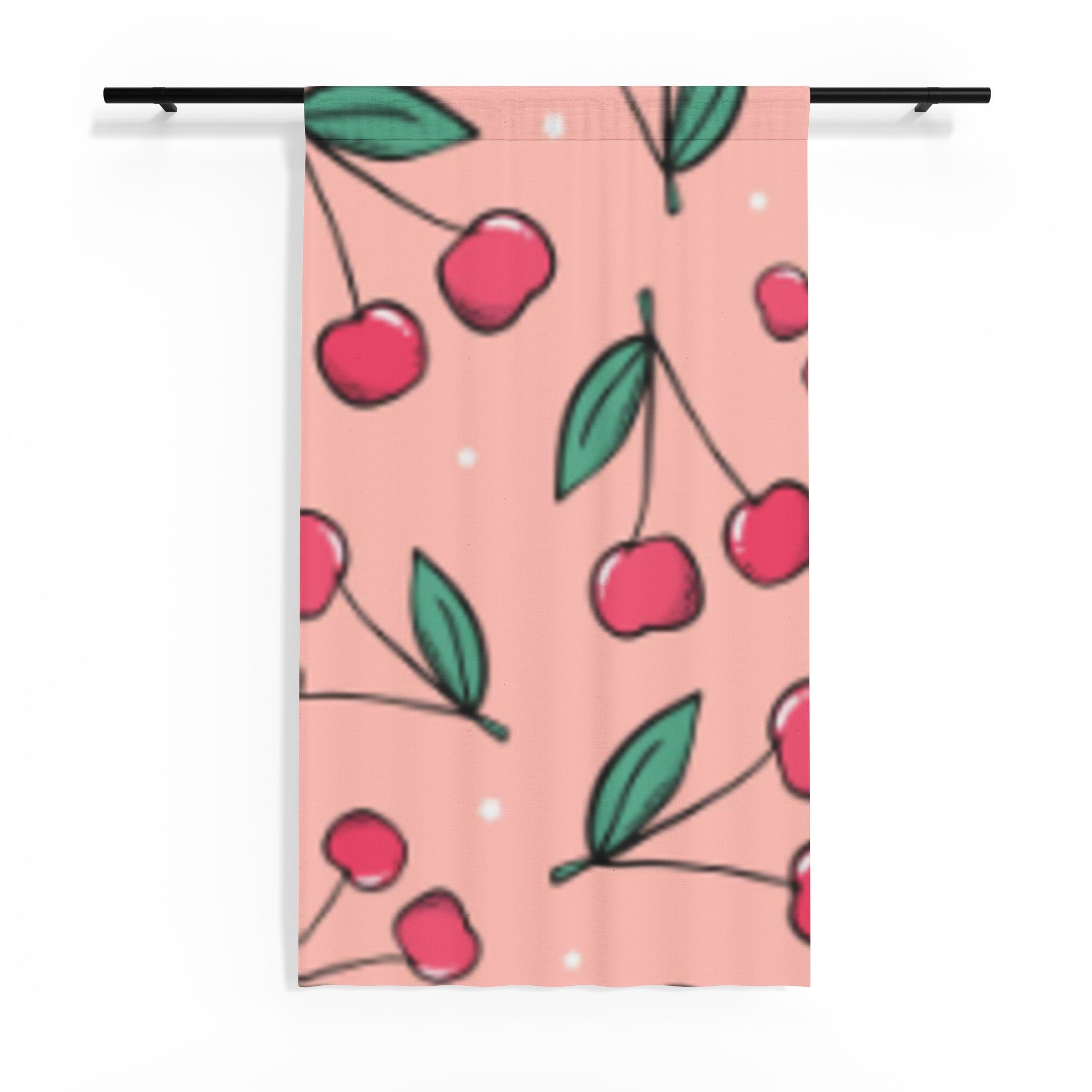 Cherry Breeze Sheer Curtain — Pink Cherry Pattern Window Panel