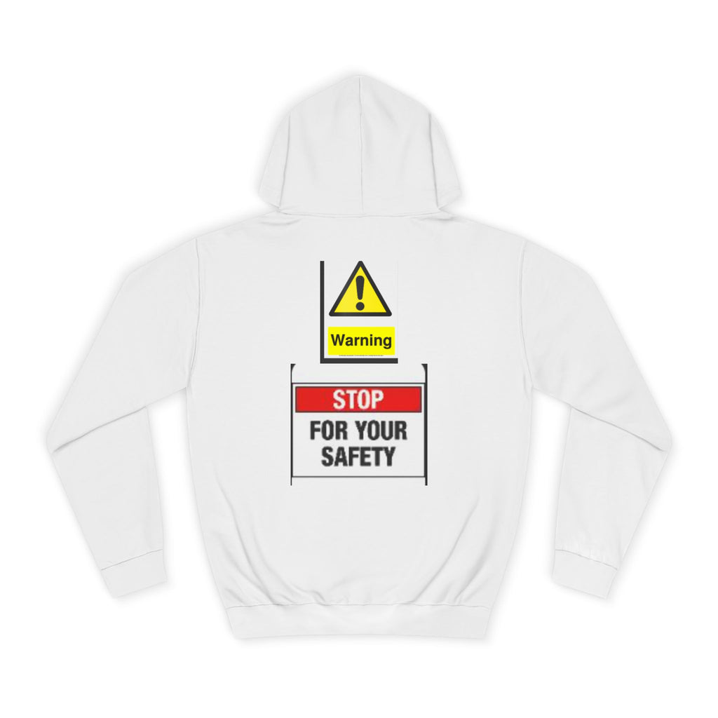 Hoodie — “Social Battery Low” Pixel Graphic & Safety Sign Pullover