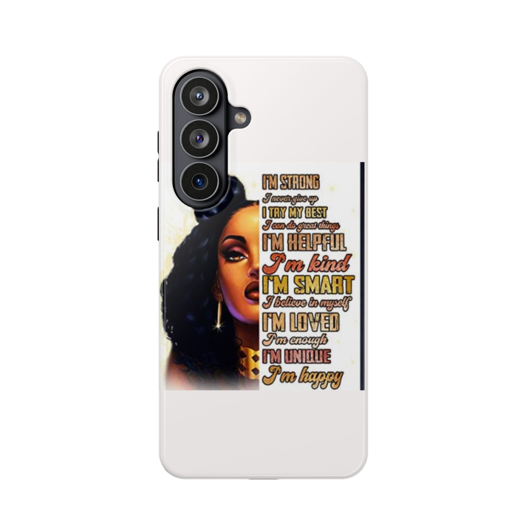 Inspirational Black Woman Phone Case — "I'm Strong... I'm Happy" Magnetic Impact-Resistant Case