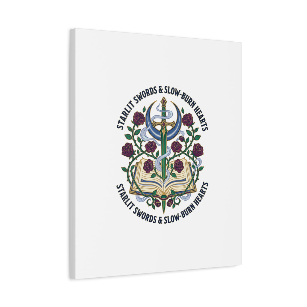 Starlit Swords & Slow‑Burn Hearts Canvas | Romantasy, Book Lover Art