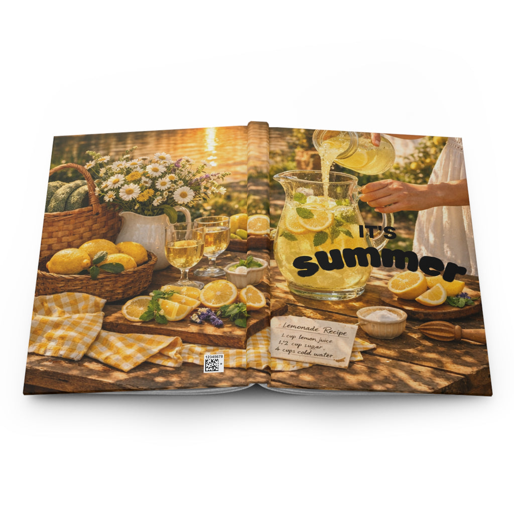 Hardcover Journal — "It's Summer" Lemonade Picnic Notebook
