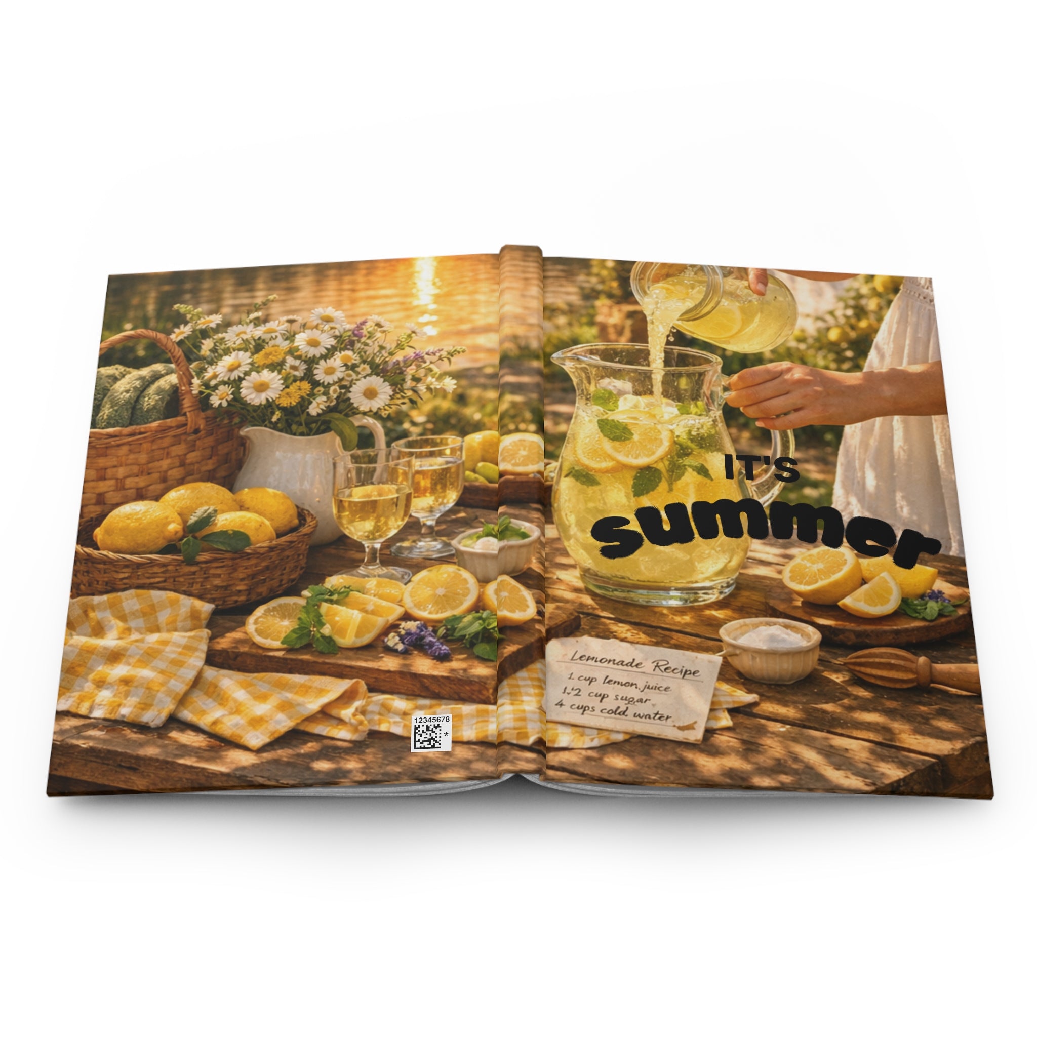 Hardcover Journal — "It's Summer" Lemonade Picnic Notebook