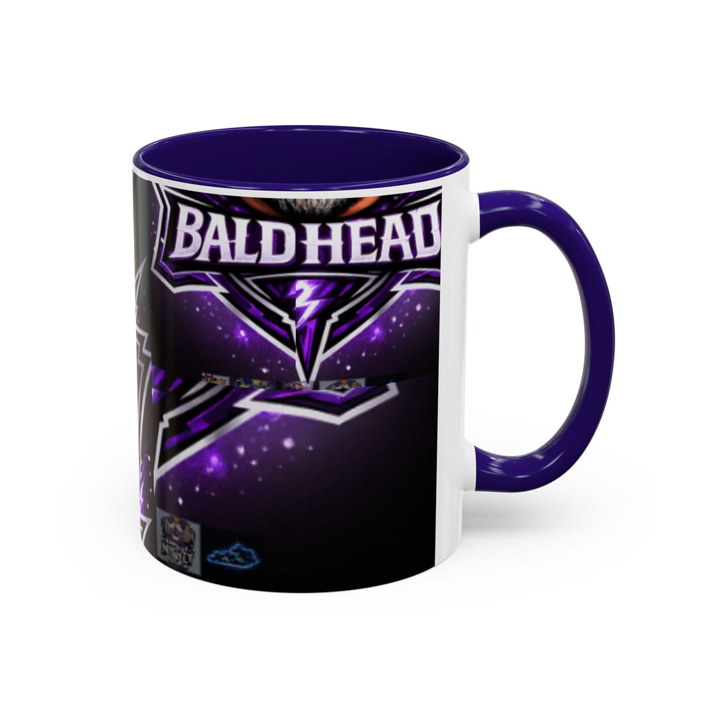 Bald Headed Gamer Purple Lightning Coffee Mug (11oz/15oz)