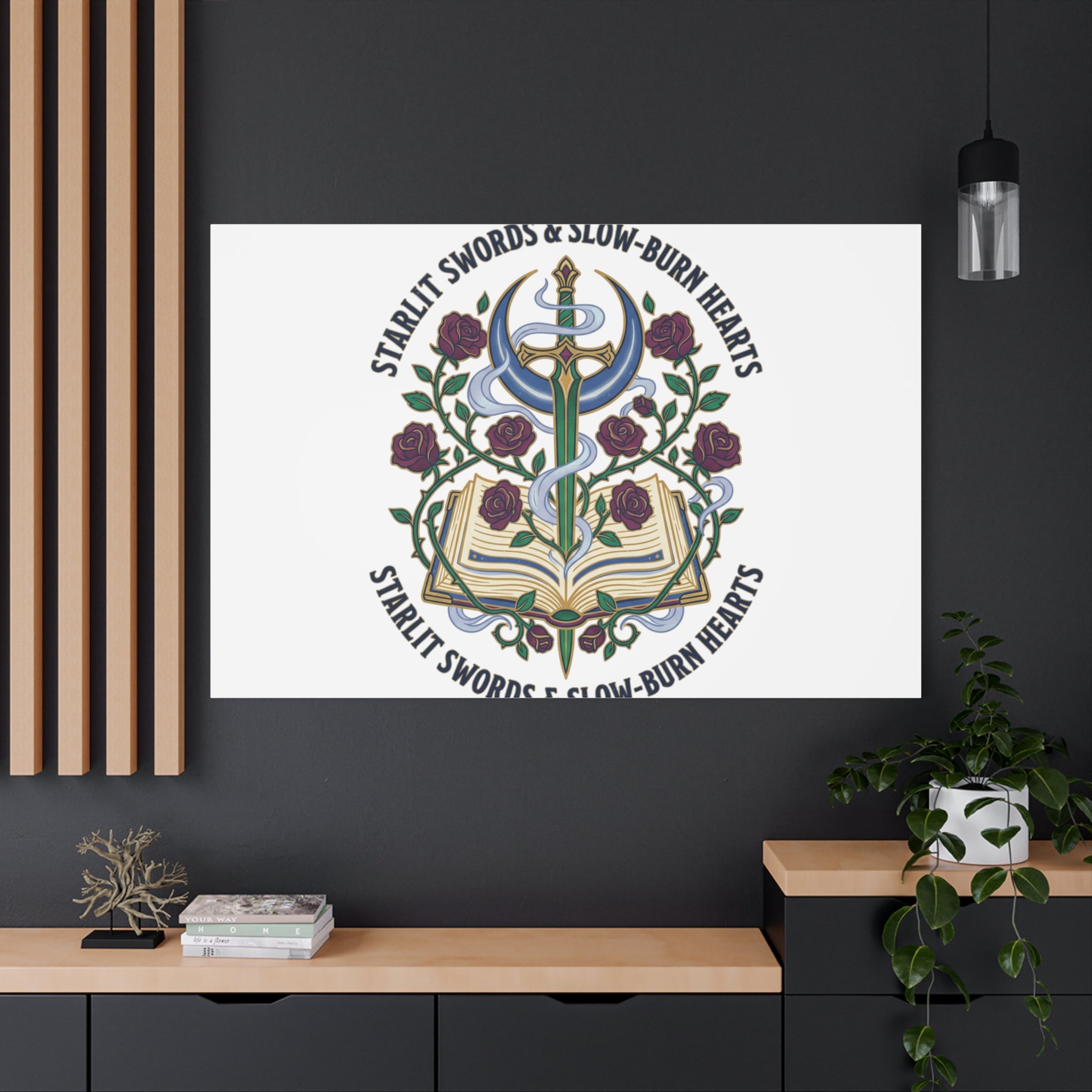 Starlit Swords & Slow‑Burn Hearts Canvas | Romantasy, Book Lover Art