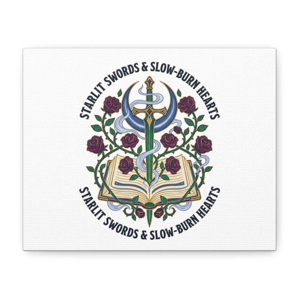 Starlit Swords & Slow‑Burn Hearts Canvas | Romantasy, Book Lover Art