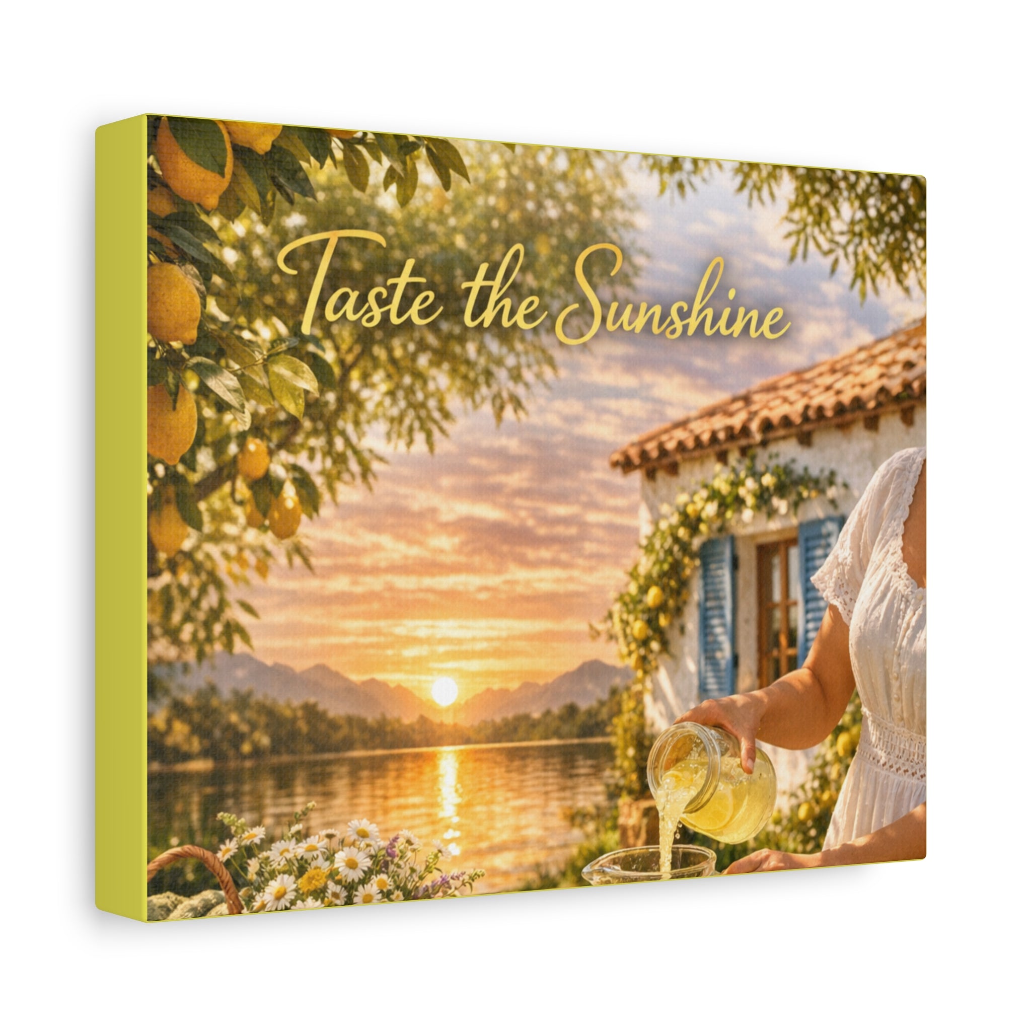 Taste the Sunshine Canvas Wall Art — Rustic Lemonade Lakeside Scene