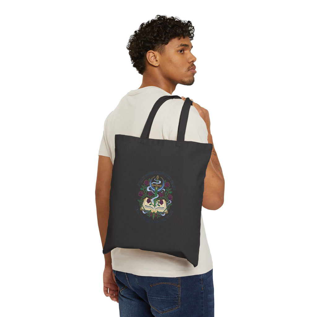 Romantasy Crest Tote | romantasy, book lover cotton canvas tote