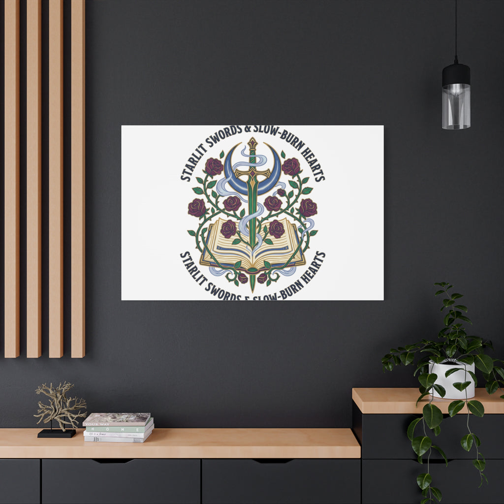 Starlit Swords & Slow‑Burn Hearts Canvas | Romantasy, Book Lover Art