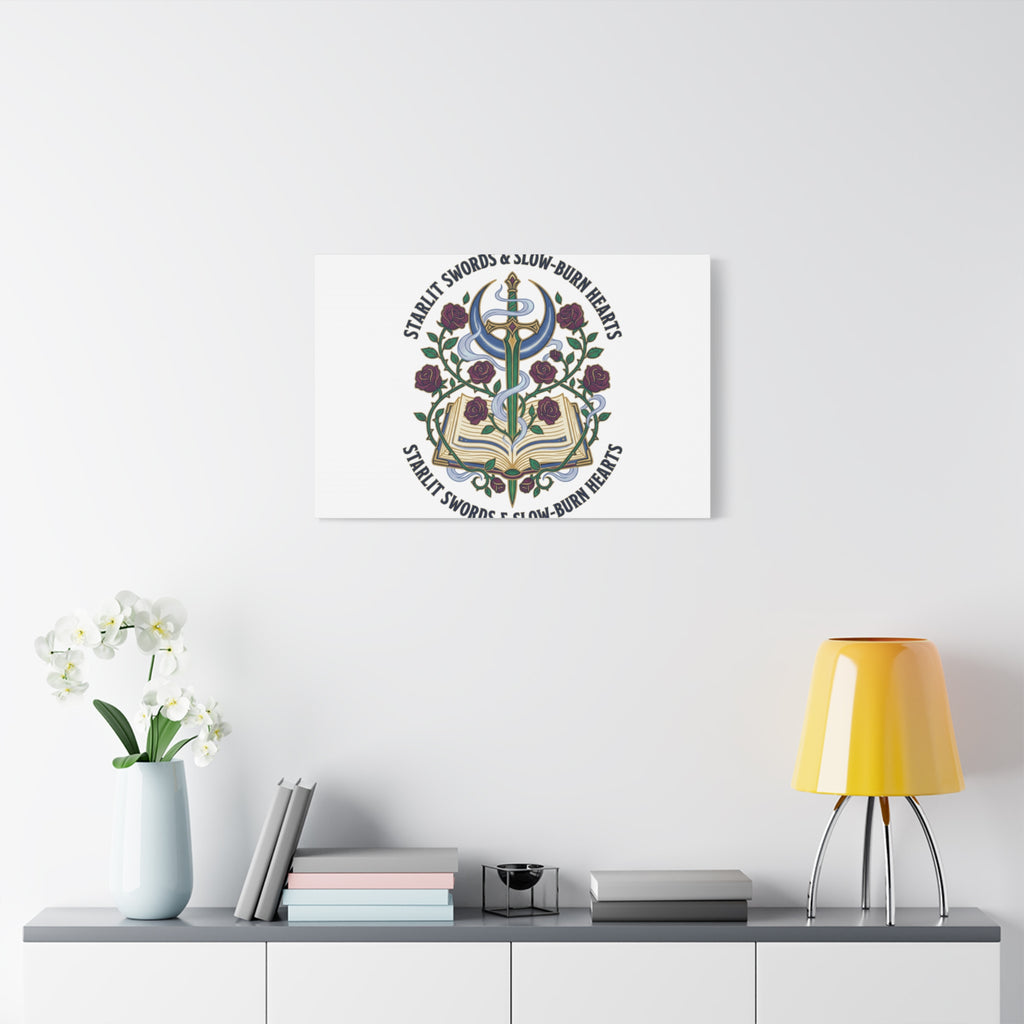 Starlit Swords & Slow‑Burn Hearts Canvas | Romantasy, Book Lover Art