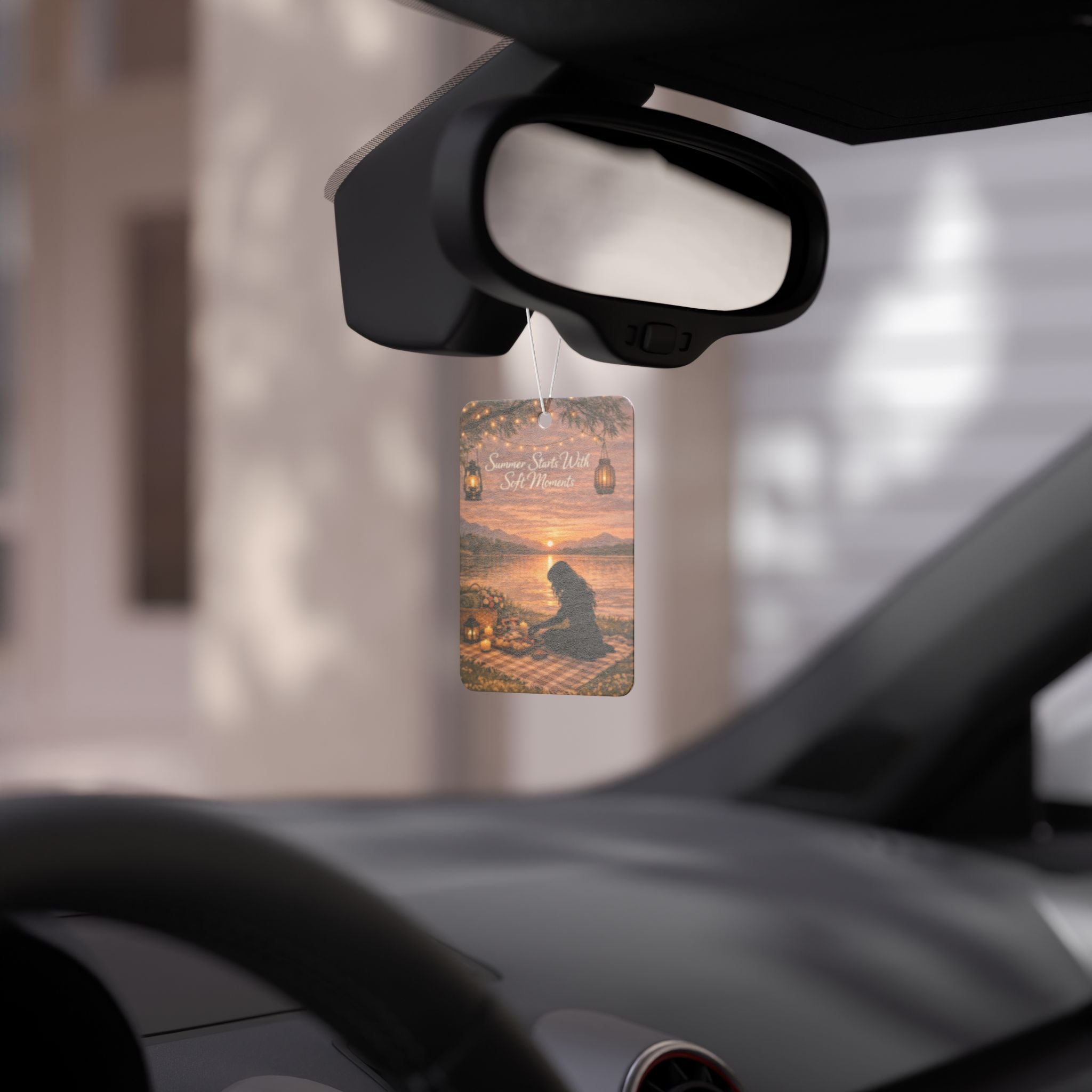 Car Air Freshener — Sunset Picnic Silhouette (Summer Sparks Wild Sweet Moments)