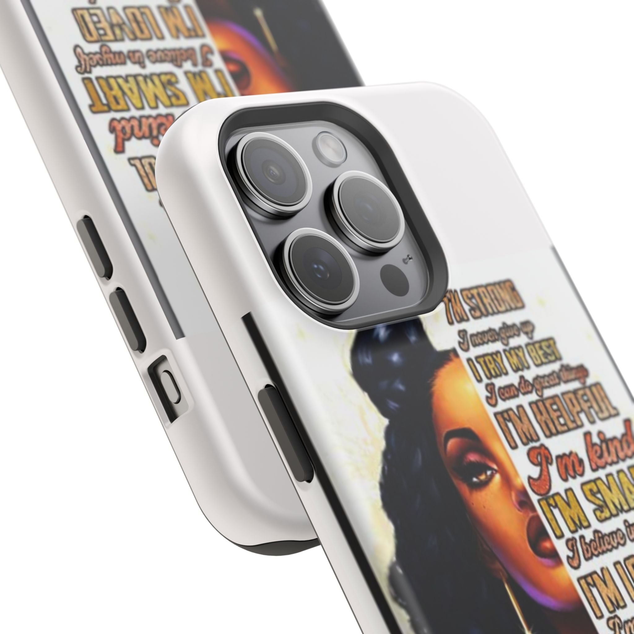 Inspirational Black Woman Phone Case — "I'm Strong... I'm Happy" Magnetic Impact-Resistant Case