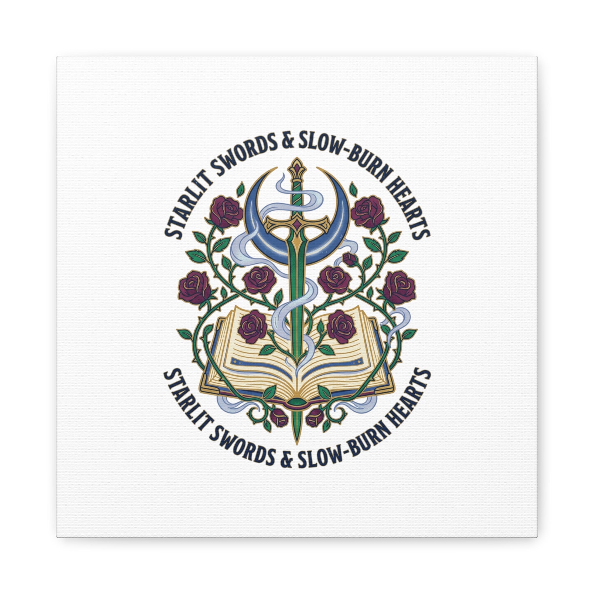 Starlit Swords & Slow‑Burn Hearts Canvas | Romantasy, Book Lover Art