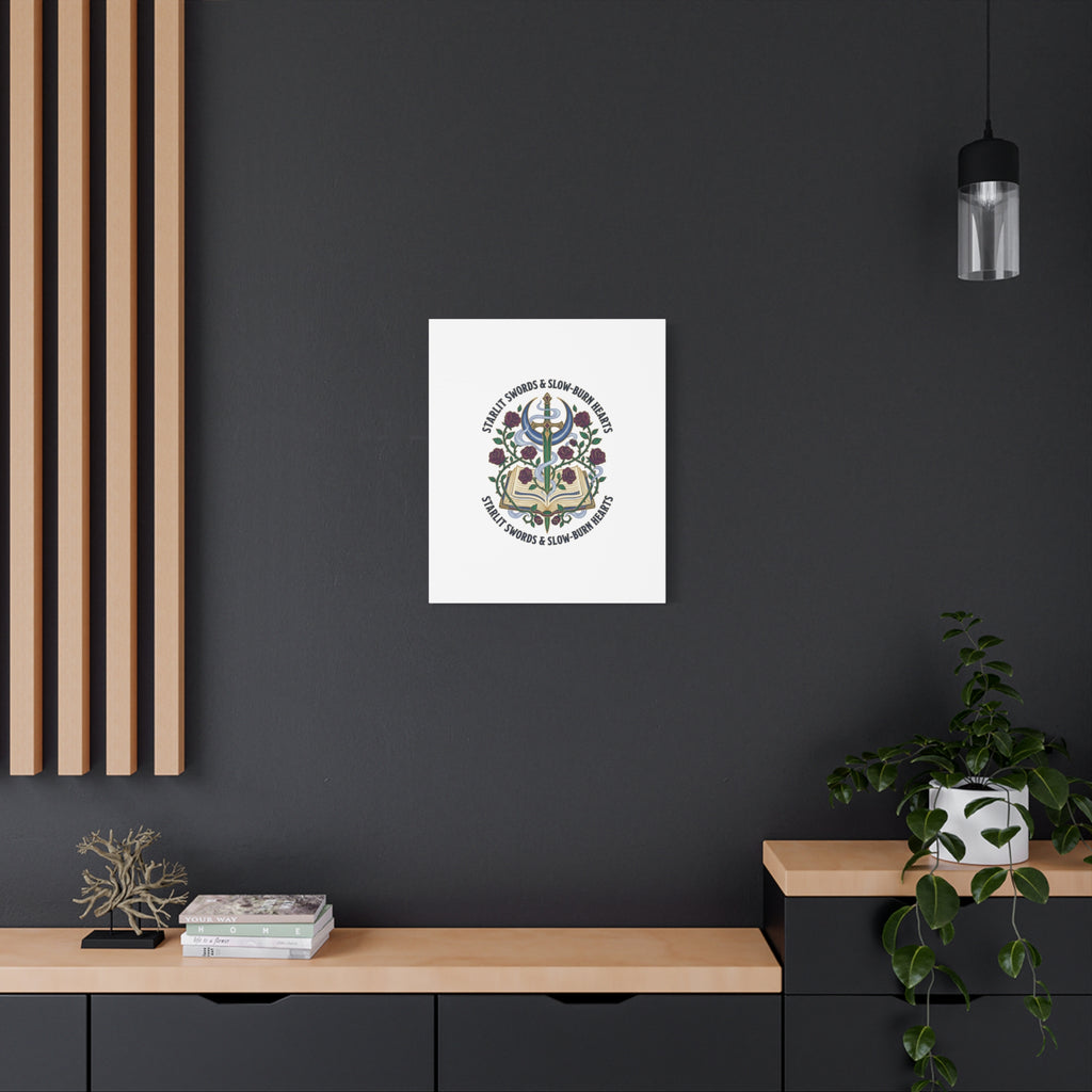 Starlit Swords & Slow‑Burn Hearts Canvas | Romantasy, Book Lover Art