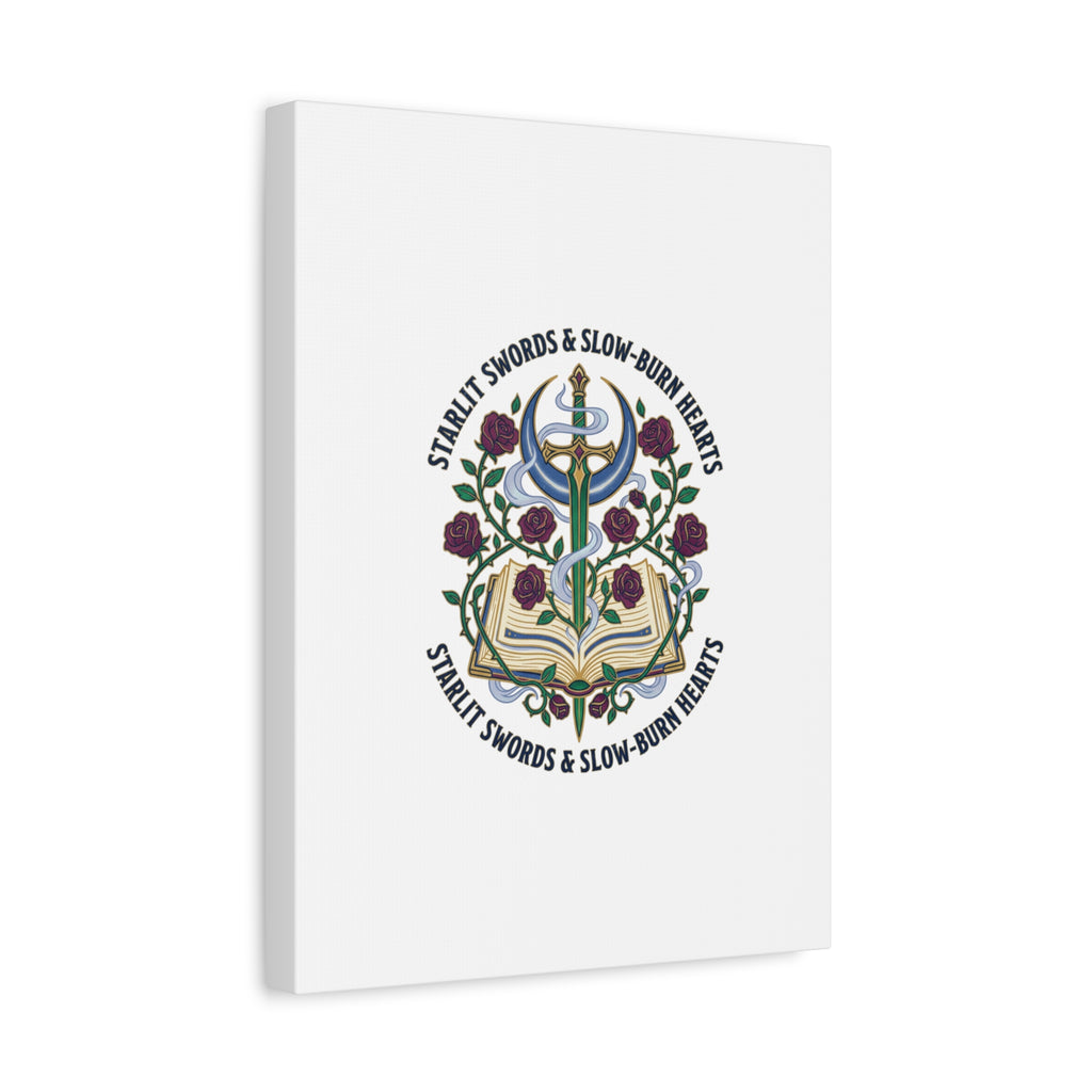 Starlit Swords & Slow‑Burn Hearts Canvas | Romantasy, Book Lover Art