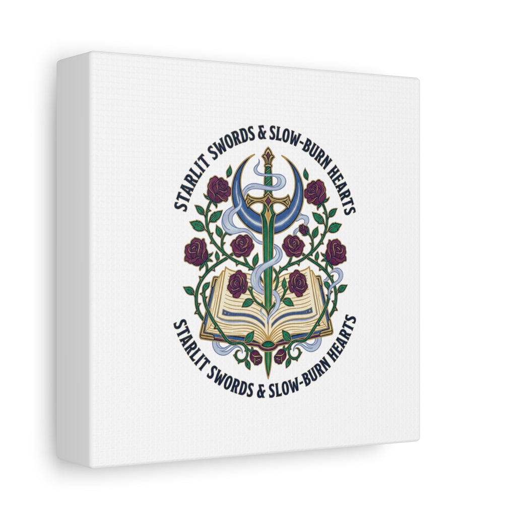 Starlit Swords & Slow‑Burn Hearts Canvas | Romantasy, Book Lover Art