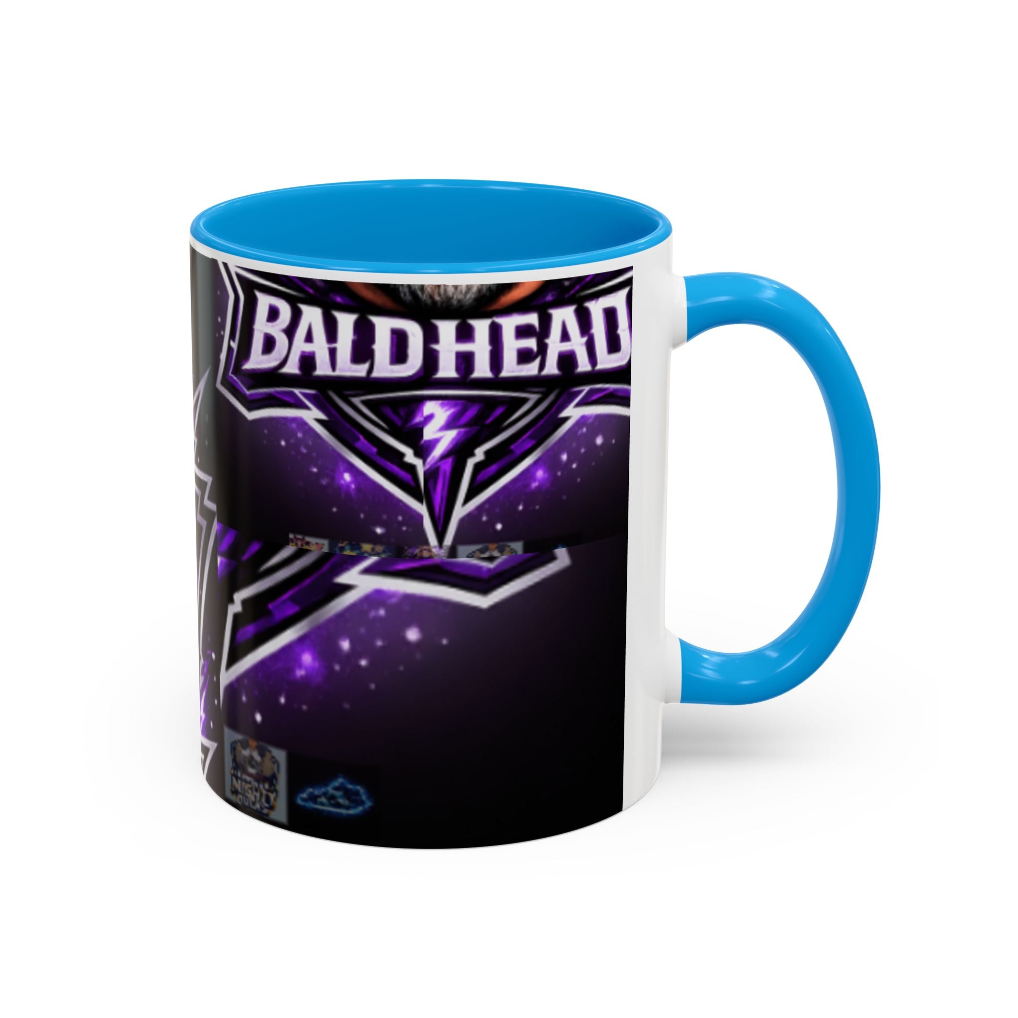 Bald Headed Gamer Purple Lightning Coffee Mug (11oz/15oz)
