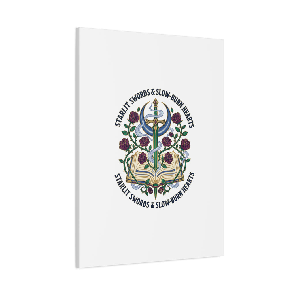 Starlit Swords & Slow‑Burn Hearts Canvas | Romantasy, Book Lover Art