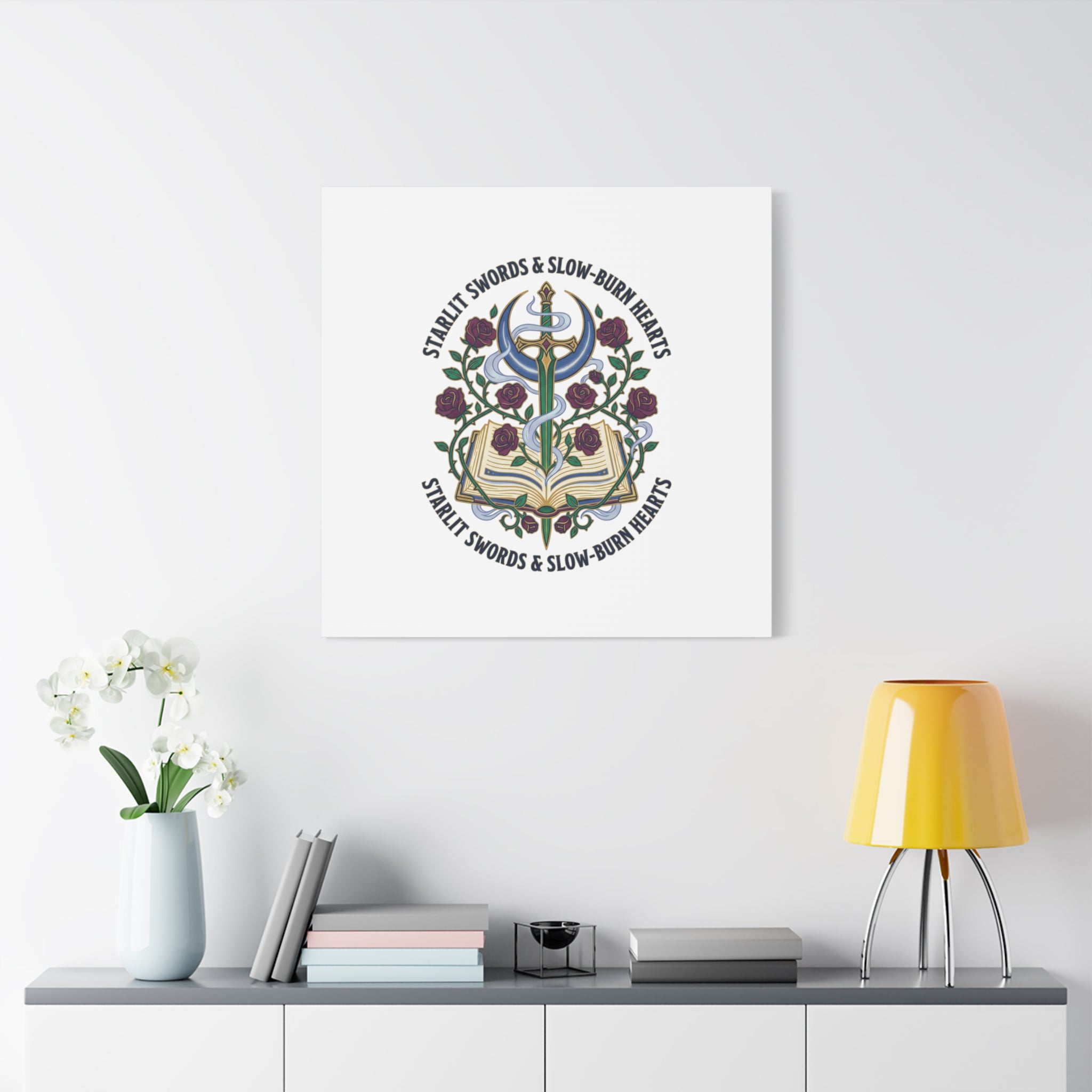 Starlit Swords & Slow‑Burn Hearts Canvas | Romantasy, Book Lover Art