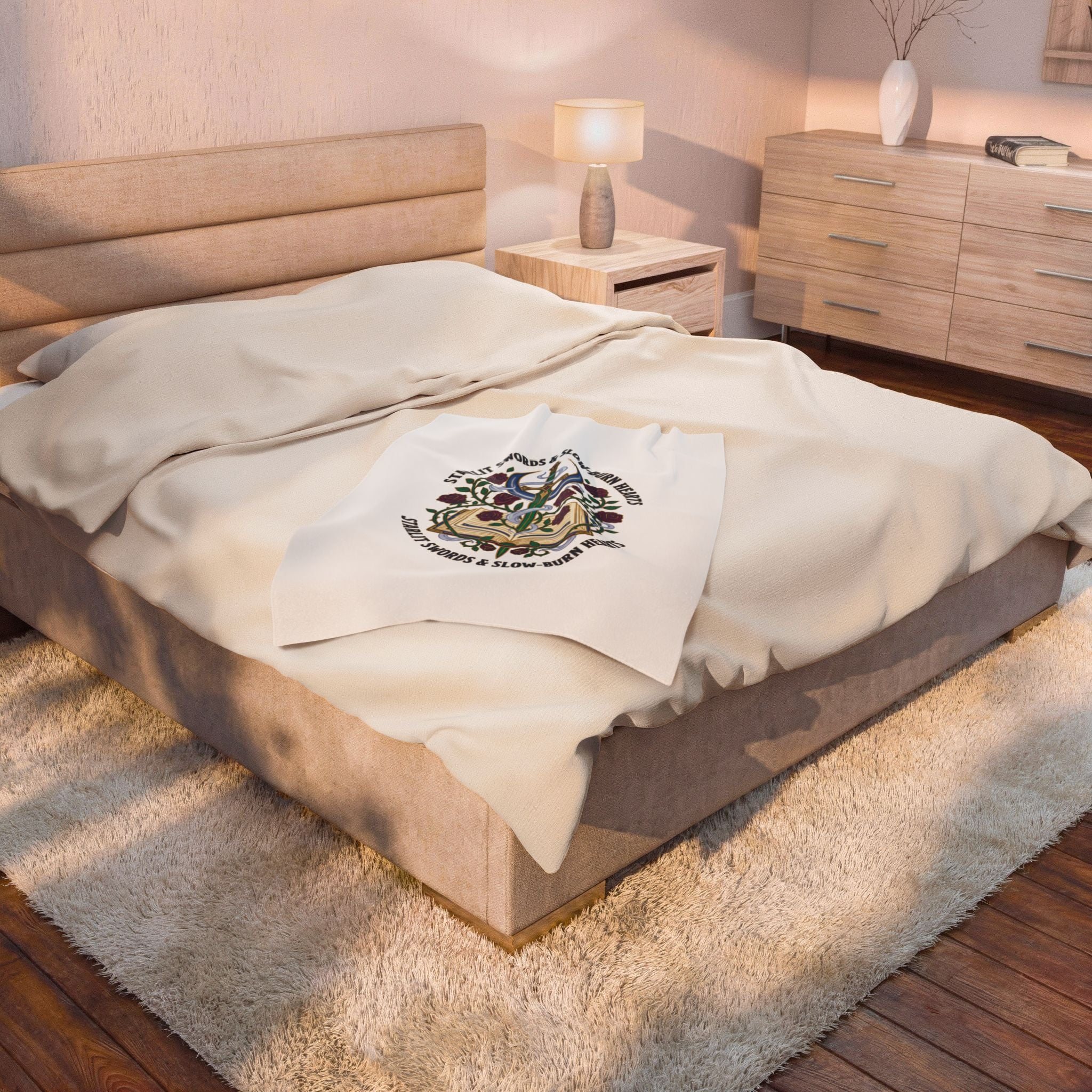 Starlit Swords & Slow-Burn Hearts Velveteen Plush Blanket | Romantasy, Book Lover