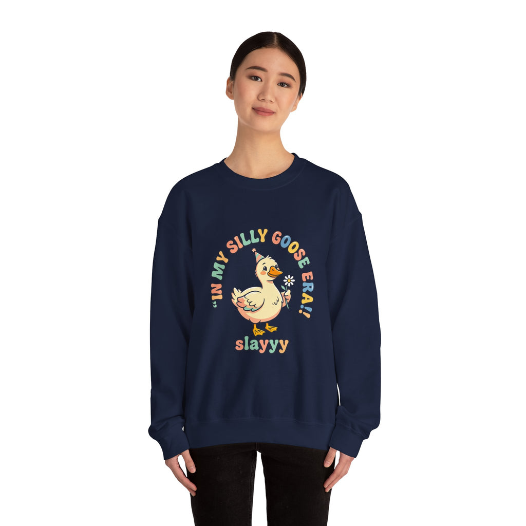 silly goose, vintage duckling crewneck Sweatshirt | wholesome meme, cute animal pun