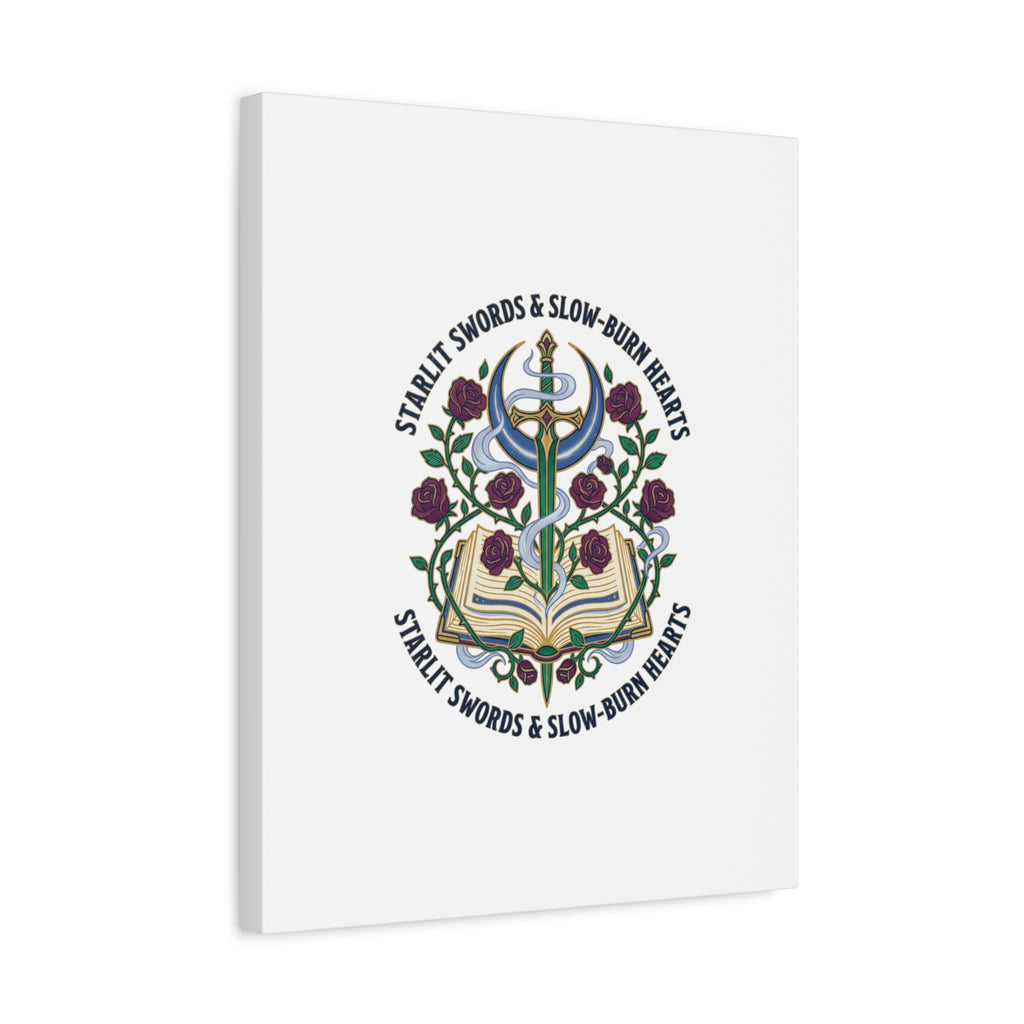 Starlit Swords & Slow‑Burn Hearts Canvas | Romantasy, Book Lover Art