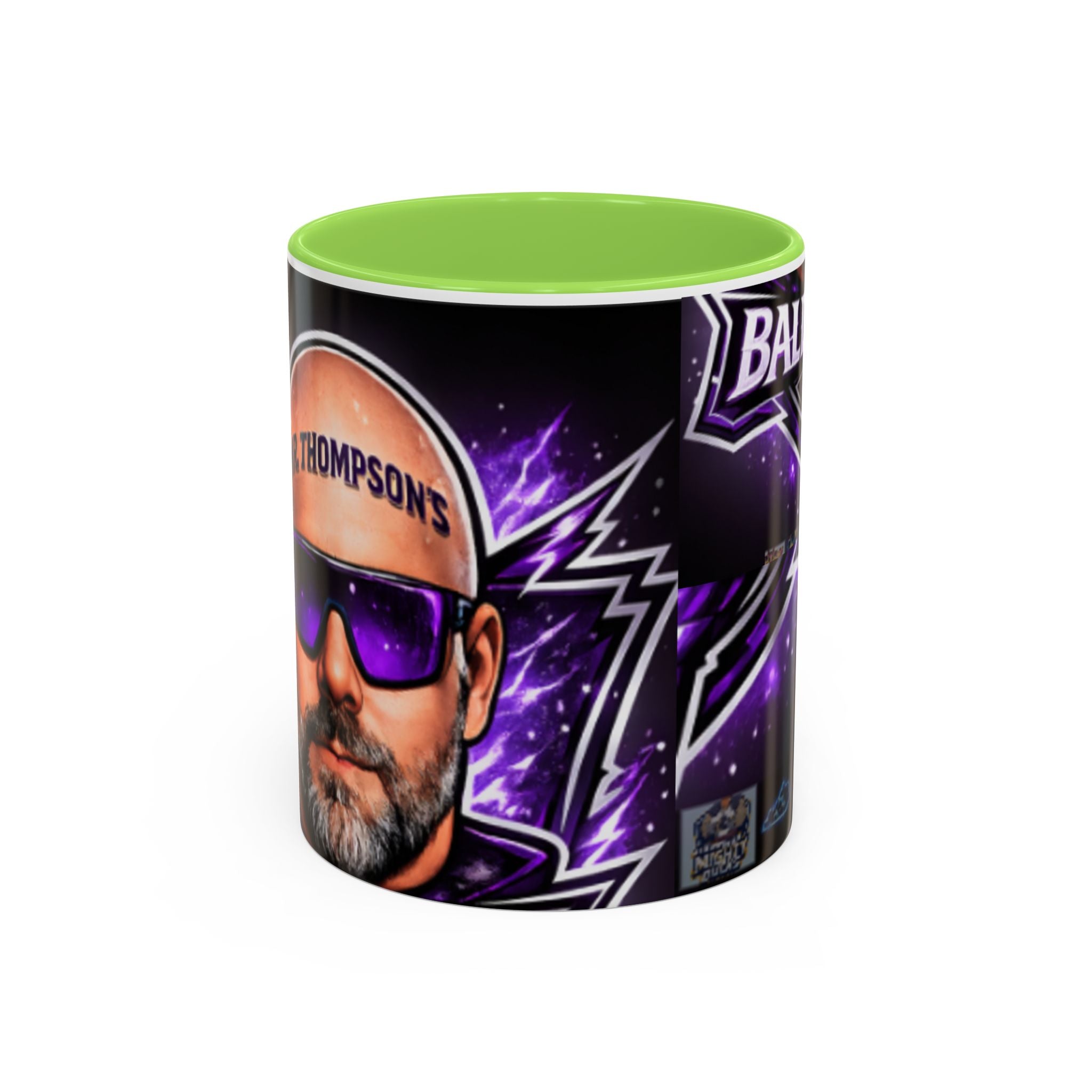Bald Headed Gamer Purple Lightning Coffee Mug (11oz/15oz)