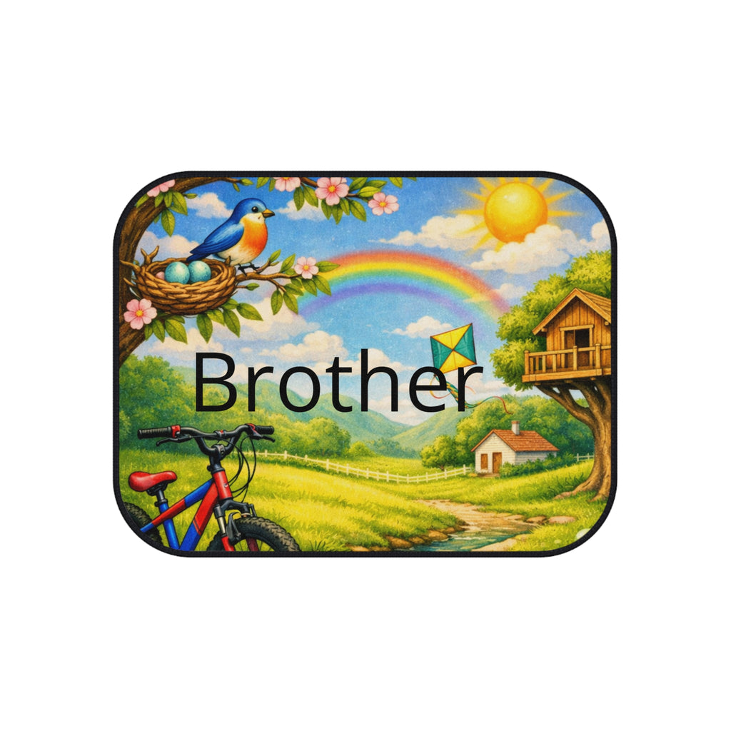 Personalized Family Car Floor Mats (Set of 4) — Custom Names: Dad, Mom, Sister, Brother — Seasonal Scenic Designs