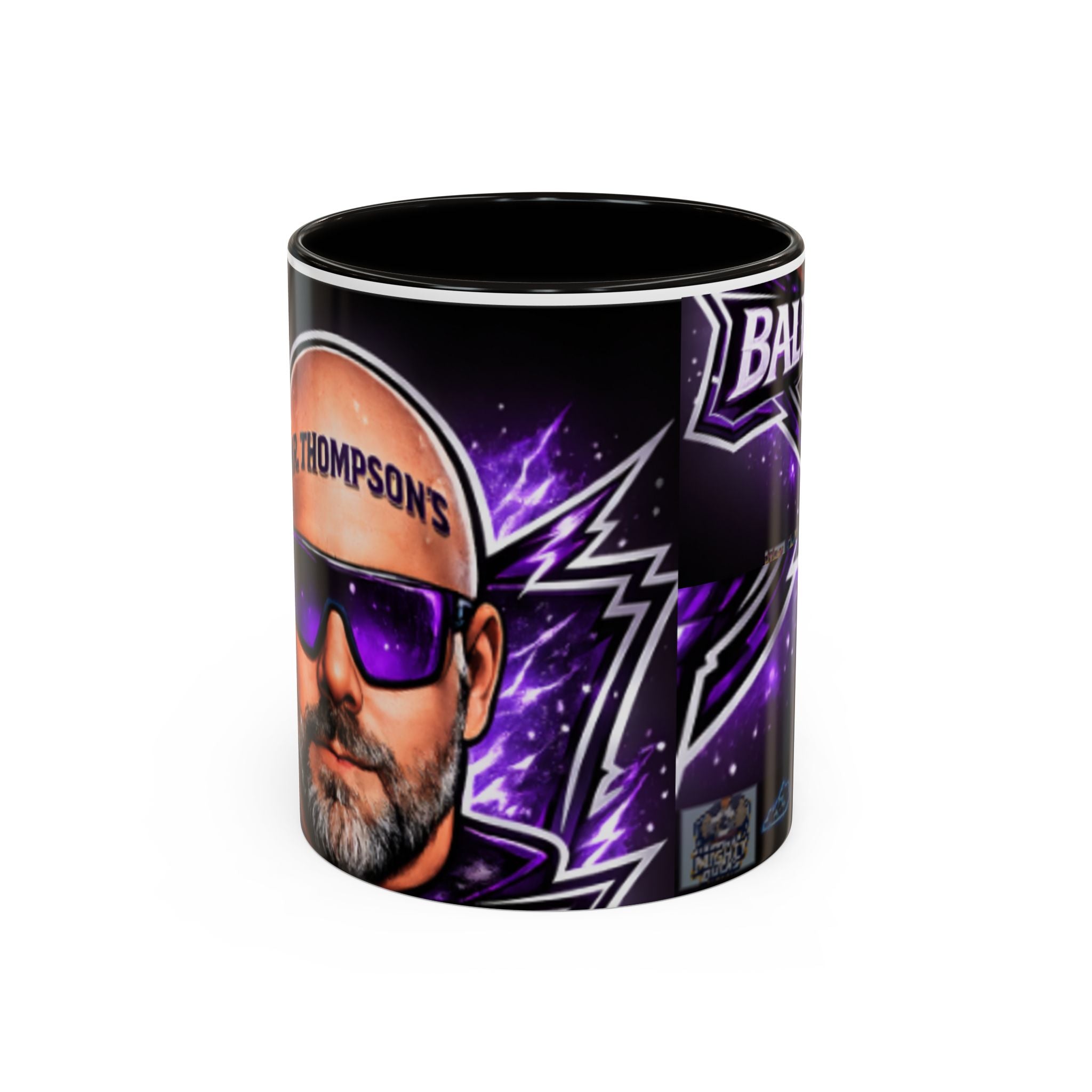 Bald Headed Gamer Purple Lightning Coffee Mug (11oz/15oz)