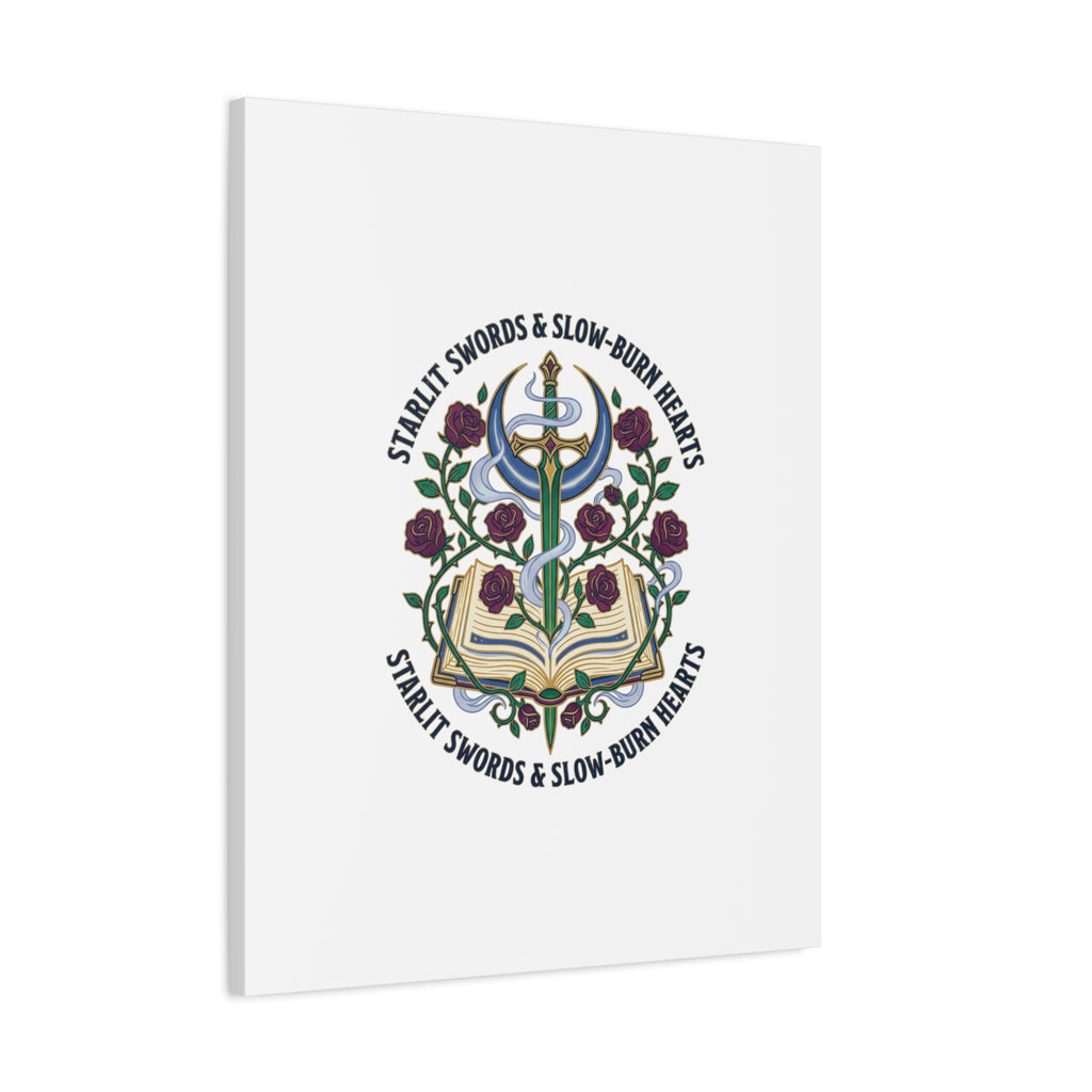 Starlit Swords & Slow‑Burn Hearts Canvas | Romantasy, Book Lover Art