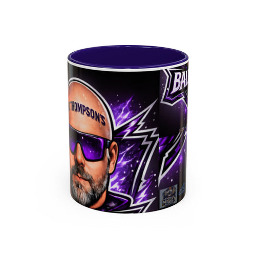 Bald Headed Gamer Purple Lightning Coffee Mug (11oz/15oz)