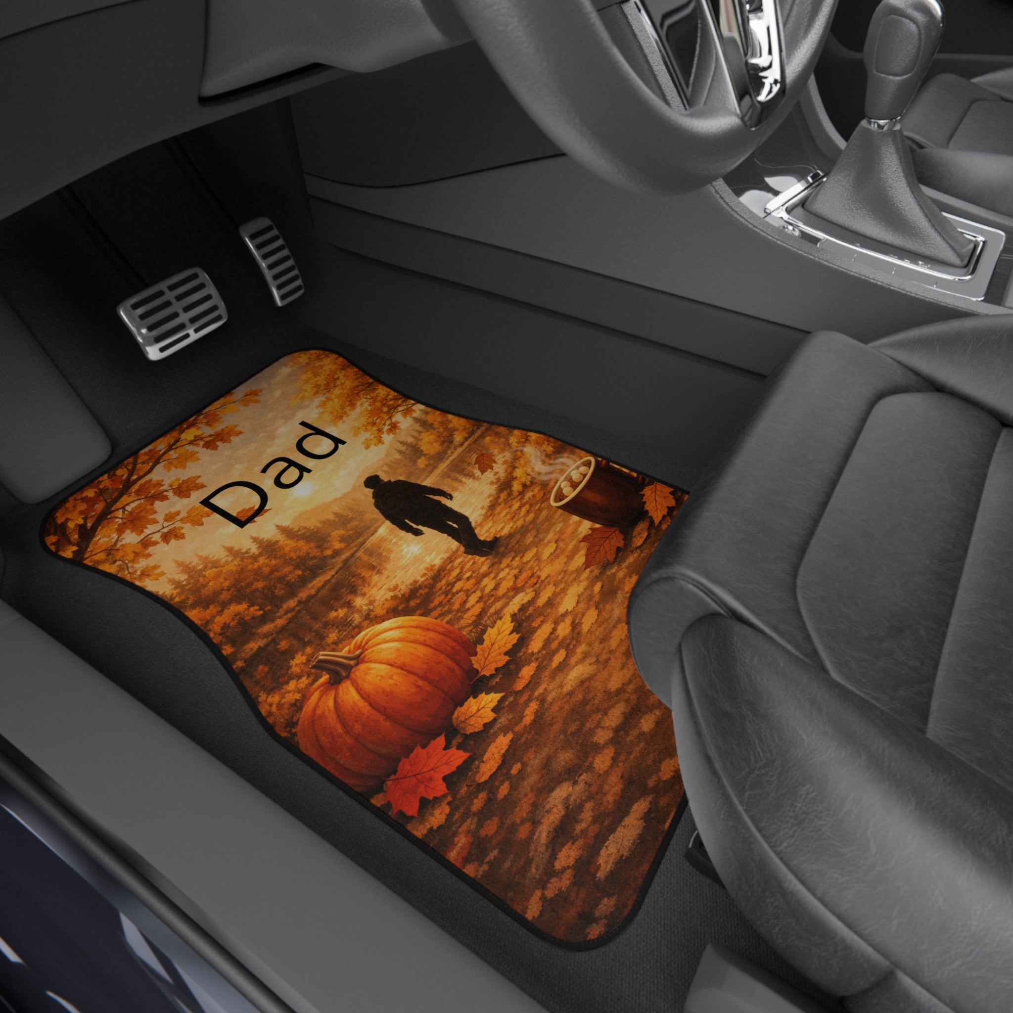 Personalized Family Car Floor Mats (Set of 4) — Custom Names: Dad, Mom, Sister, Brother — Seasonal Scenic Designs
