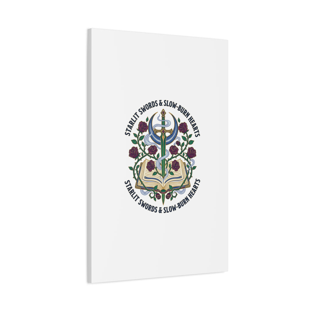 Starlit Swords & Slow‑Burn Hearts Canvas | Romantasy, Book Lover Art