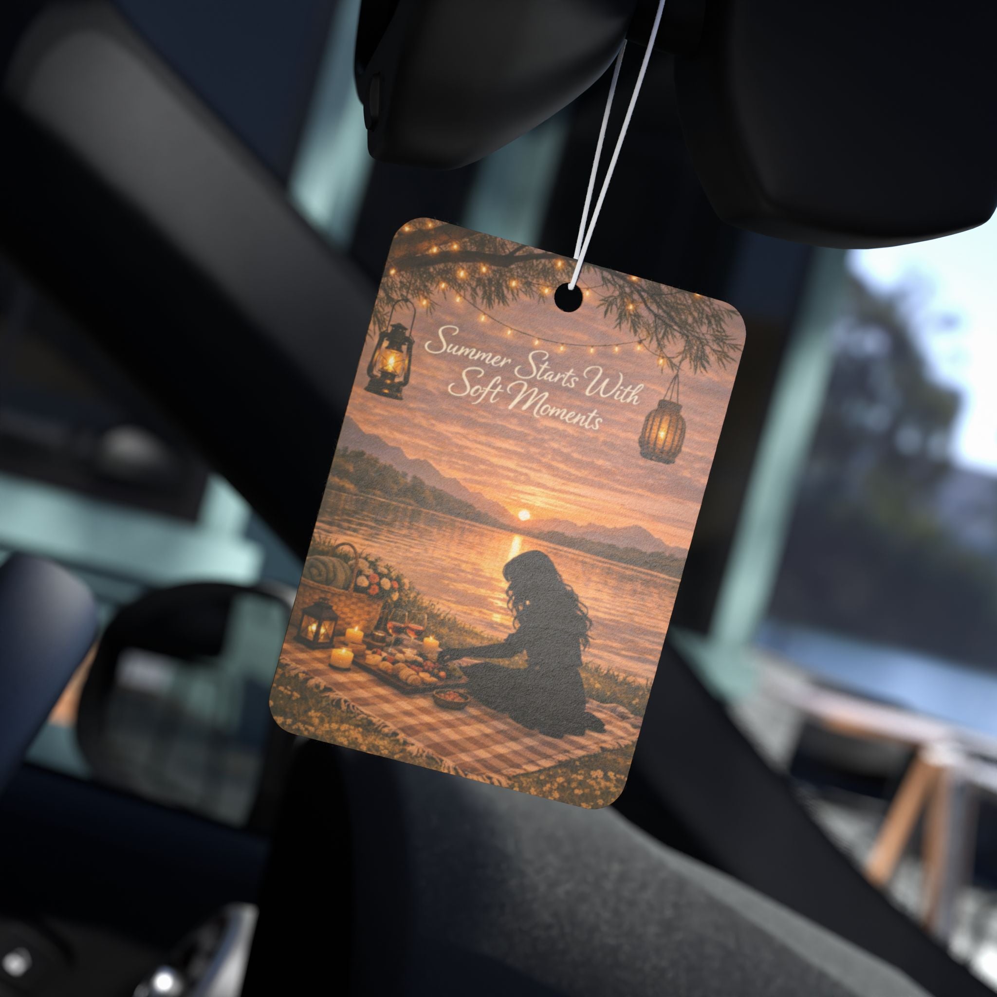 Car Air Freshener — Sunset Picnic Silhouette (Summer Sparks Wild Sweet Moments)