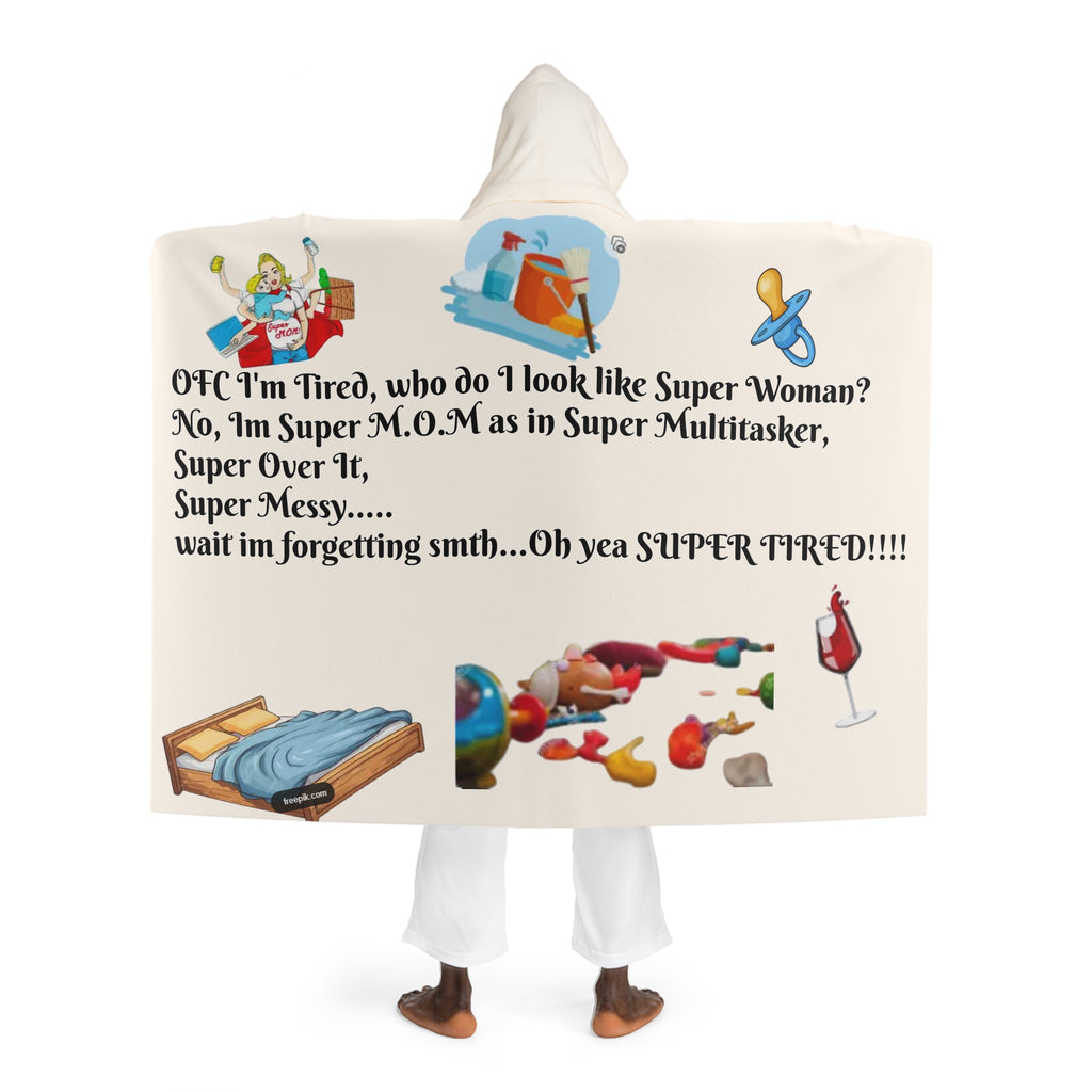 Hooded Sherpa Blanket - Funny Parenting Design with Pacifier & Cartoon Baby