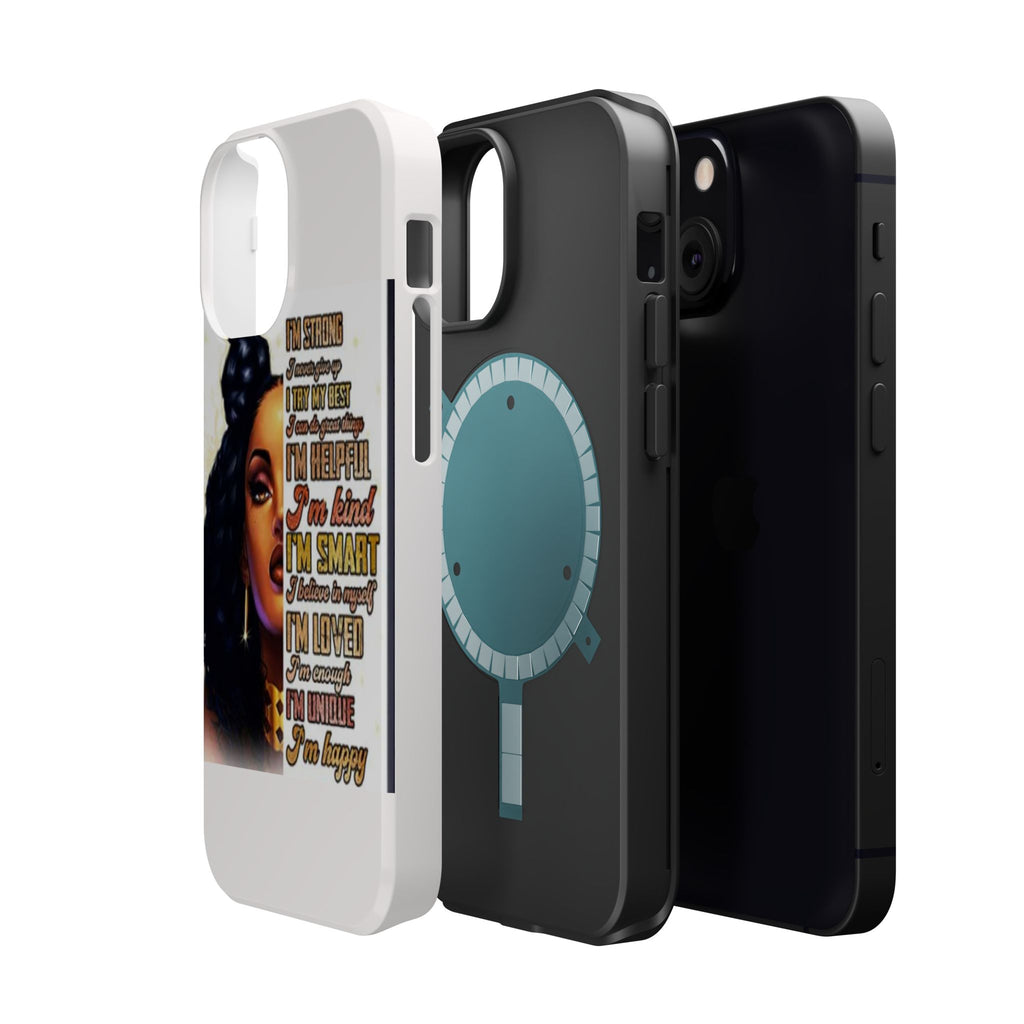 Inspirational Black Woman Phone Case — "I'm Strong... I'm Happy" Magnetic Impact-Resistant Case
