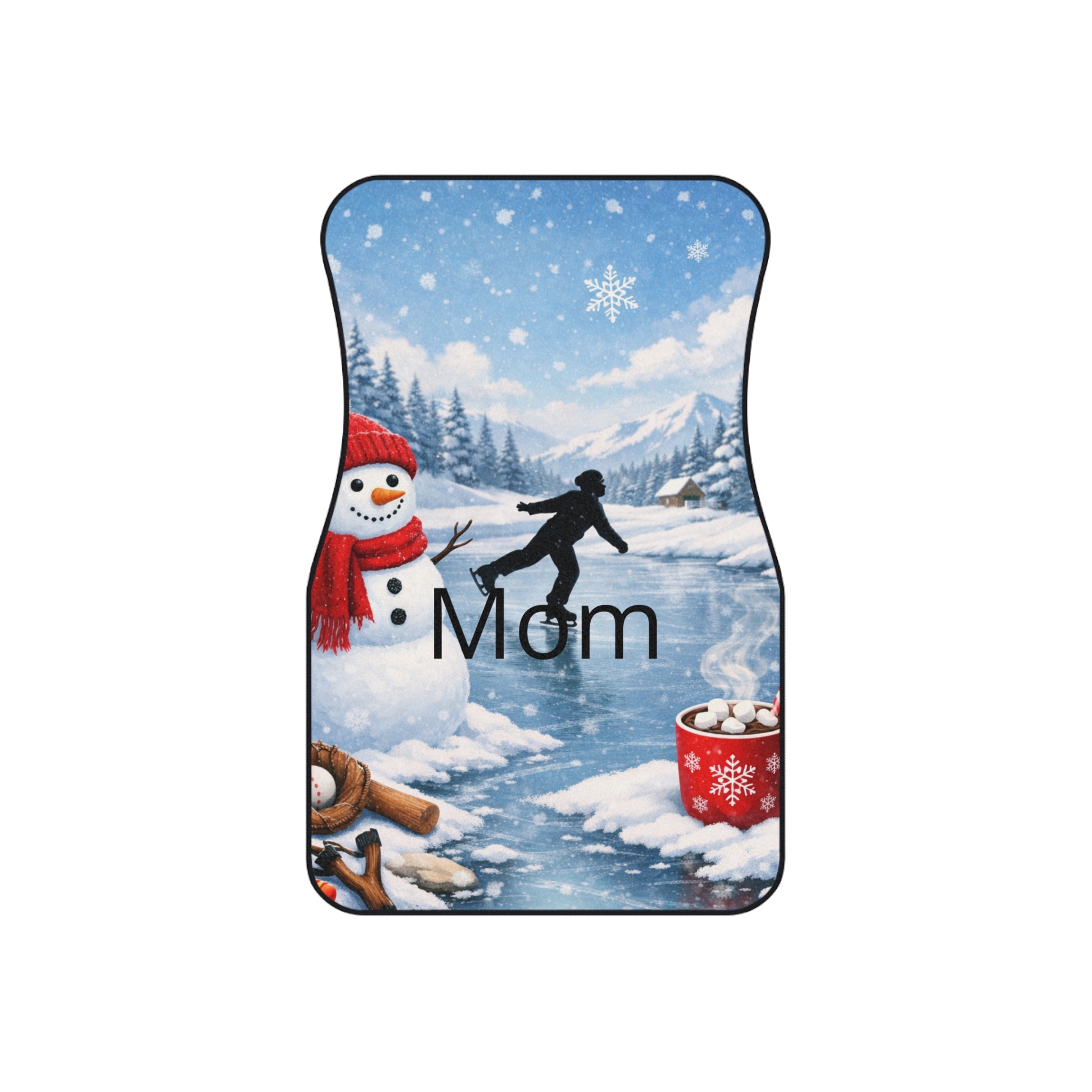 Personalized Family Car Floor Mats (Set of 4) — Custom Names: Dad, Mom, Sister, Brother — Seasonal Scenic Designs