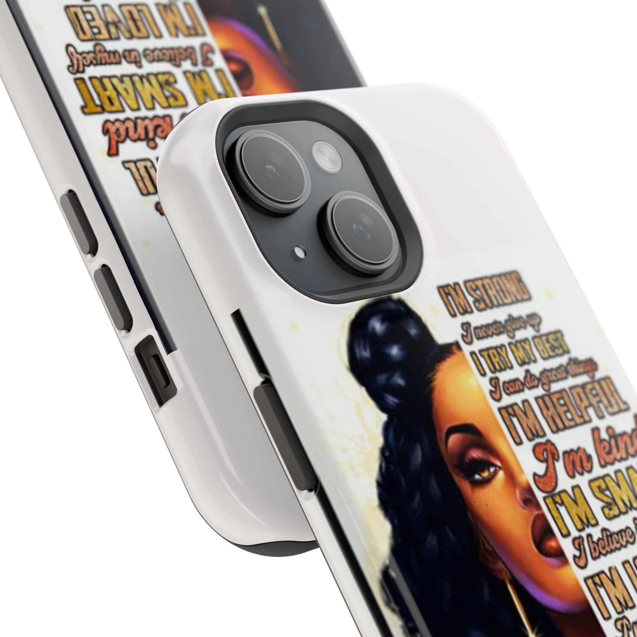 Inspirational Black Woman Phone Case — "I'm Strong... I'm Happy" Magnetic Impact-Resistant Case