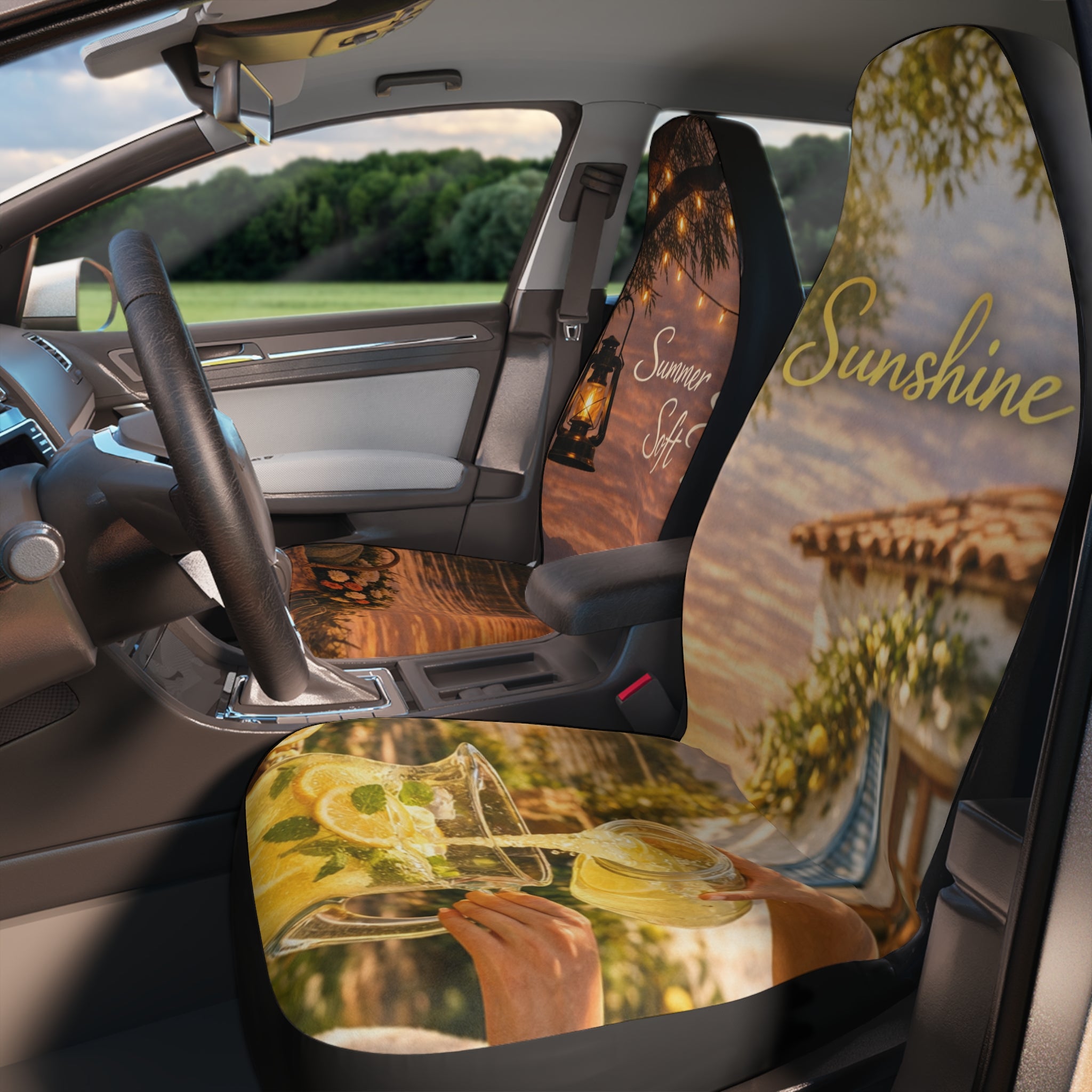 Summer Sunshine Car Seat Covers — Scenic Polyester Seat Cover Pair