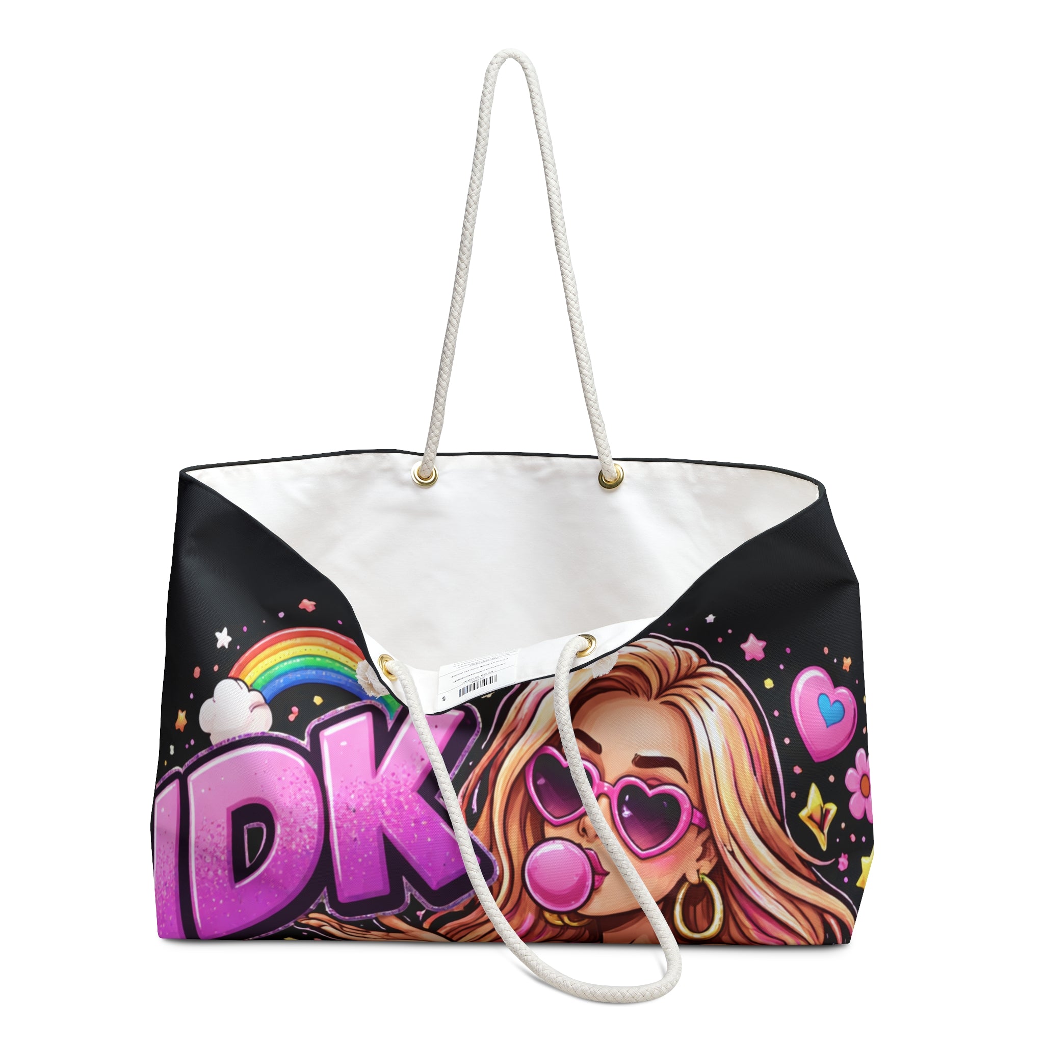 Weekender Bag — 'IDC Whateverrr' Colorful Pop Art Travel Tote