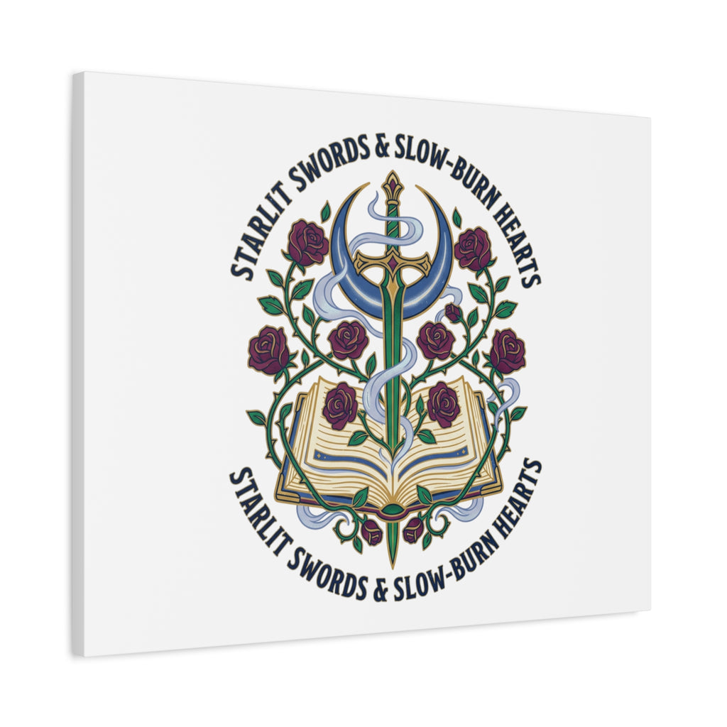 Starlit Swords & Slow‑Burn Hearts Canvas | Romantasy, Book Lover Art
