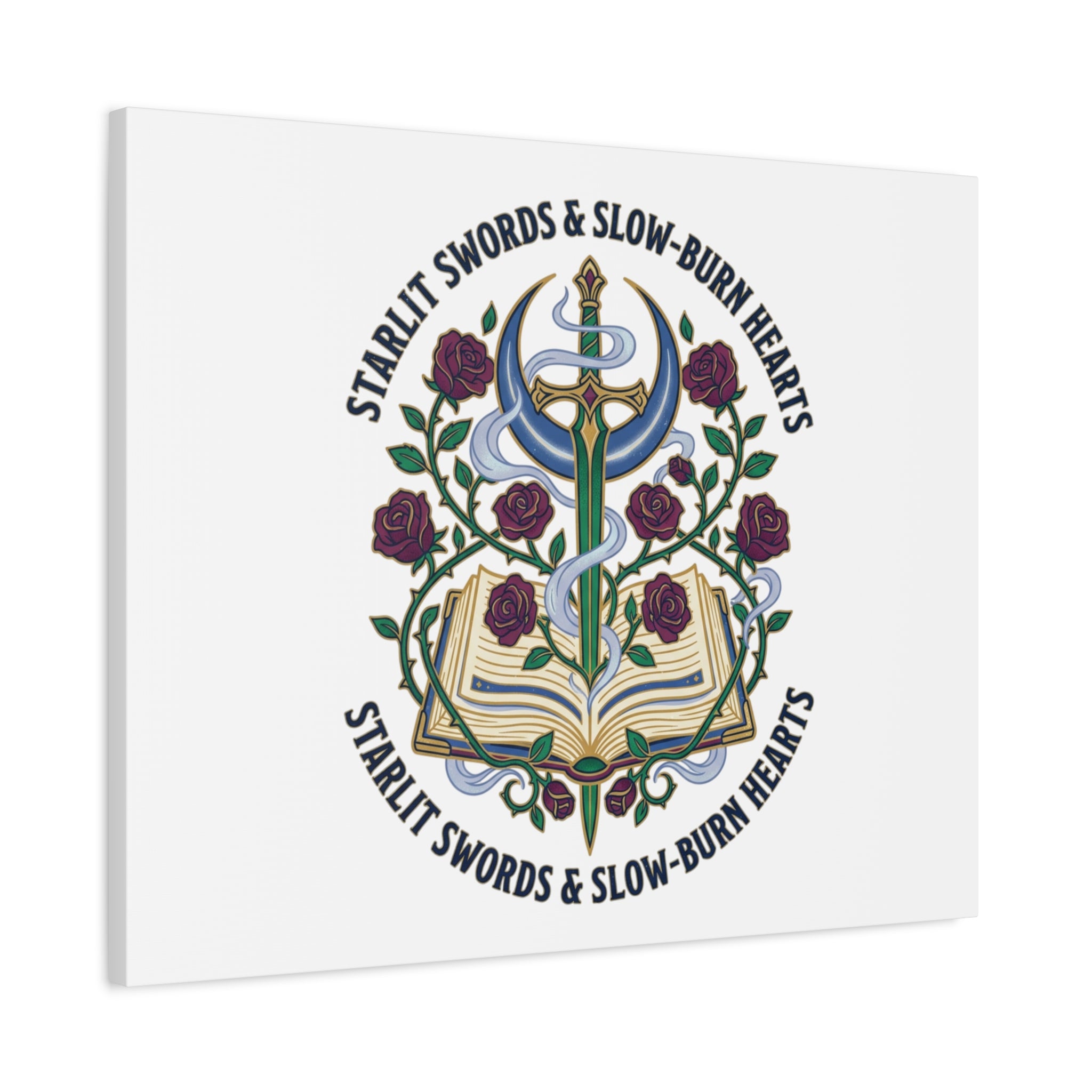 Starlit Swords & Slow‑Burn Hearts Canvas | Romantasy, Book Lover Art
