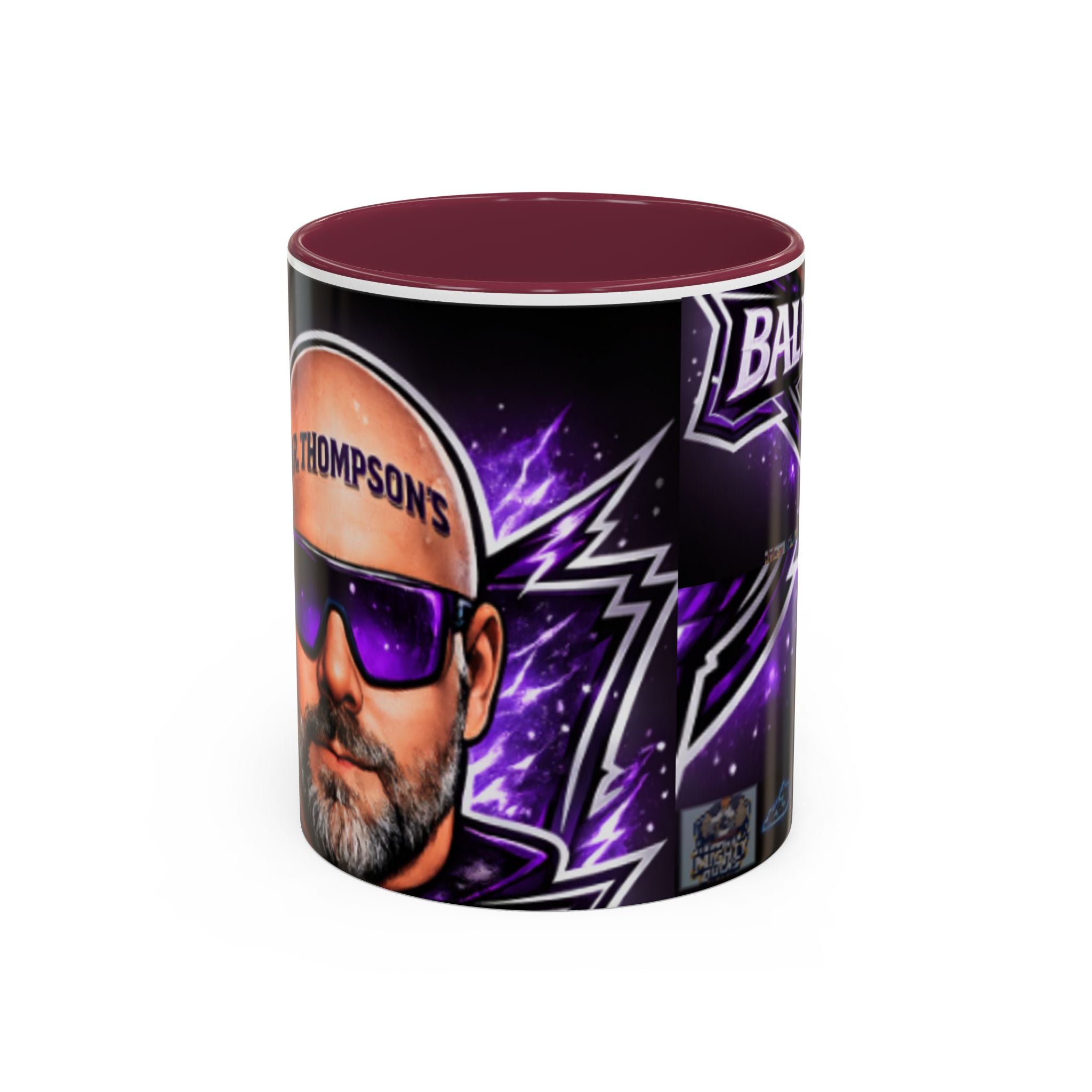 Bald Headed Gamer Purple Lightning Coffee Mug (11oz/15oz)