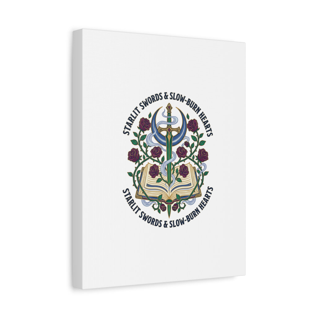 Starlit Swords & Slow‑Burn Hearts Canvas | Romantasy, Book Lover Art
