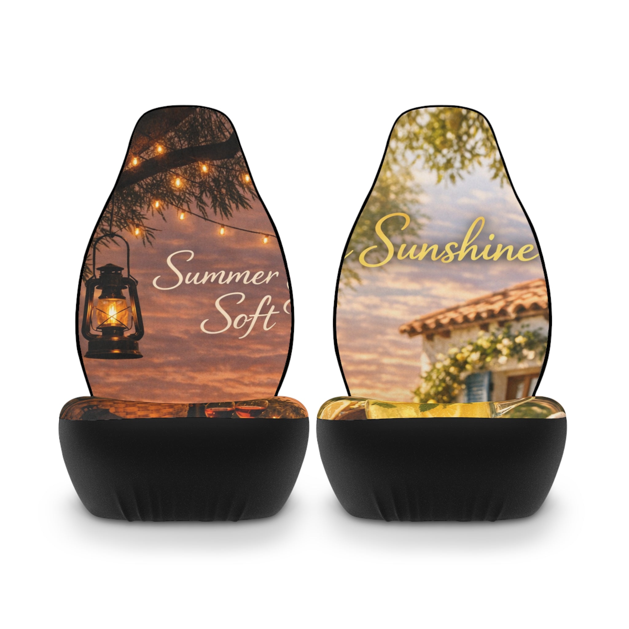 Summer Sunshine Car Seat Covers — Scenic Polyester Seat Cover Pair