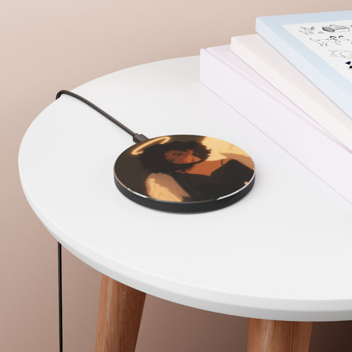 Angel Aesthetic Wireless Charger — Afro Angel Artwork Phone Charger