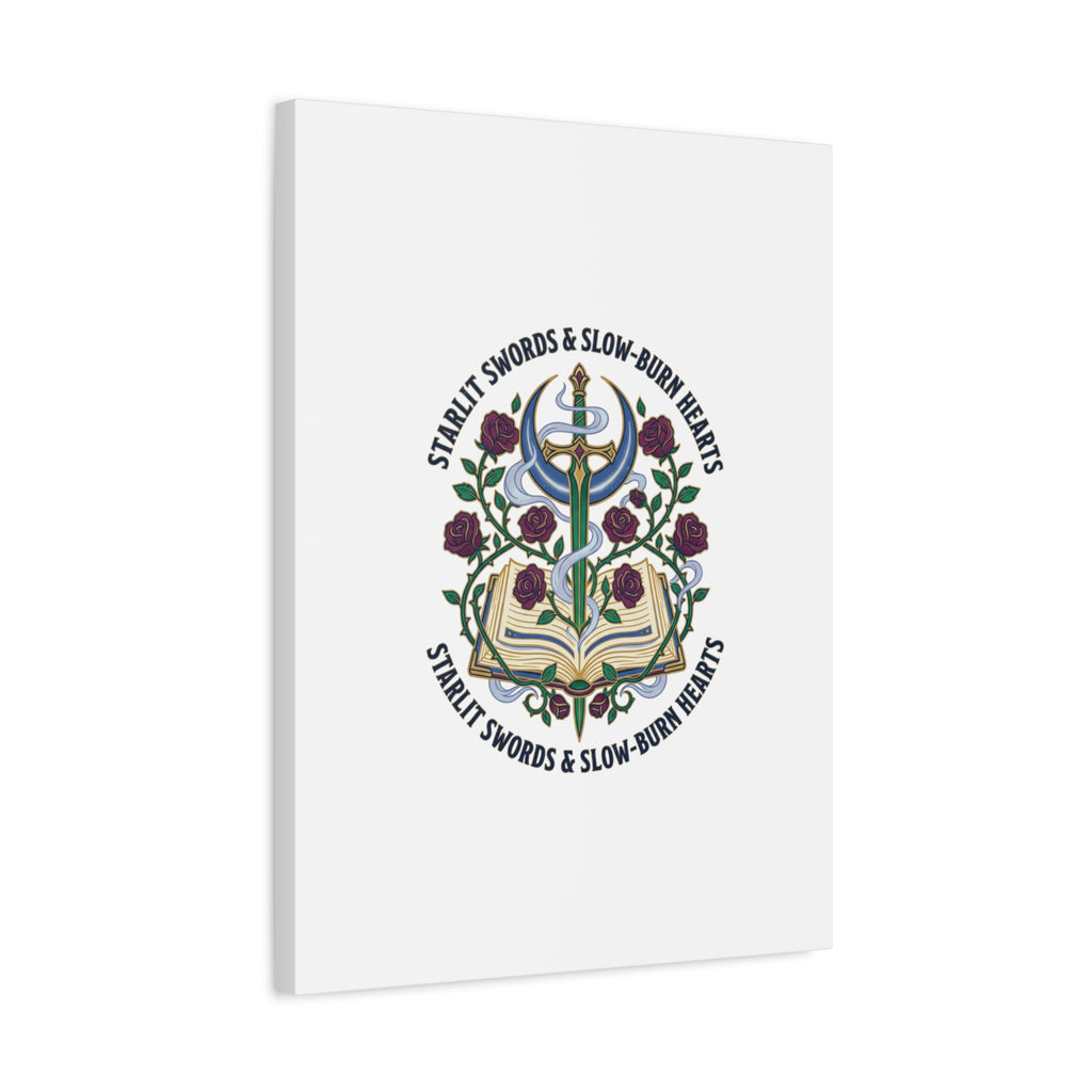 Starlit Swords & Slow‑Burn Hearts Canvas | Romantasy, Book Lover Art