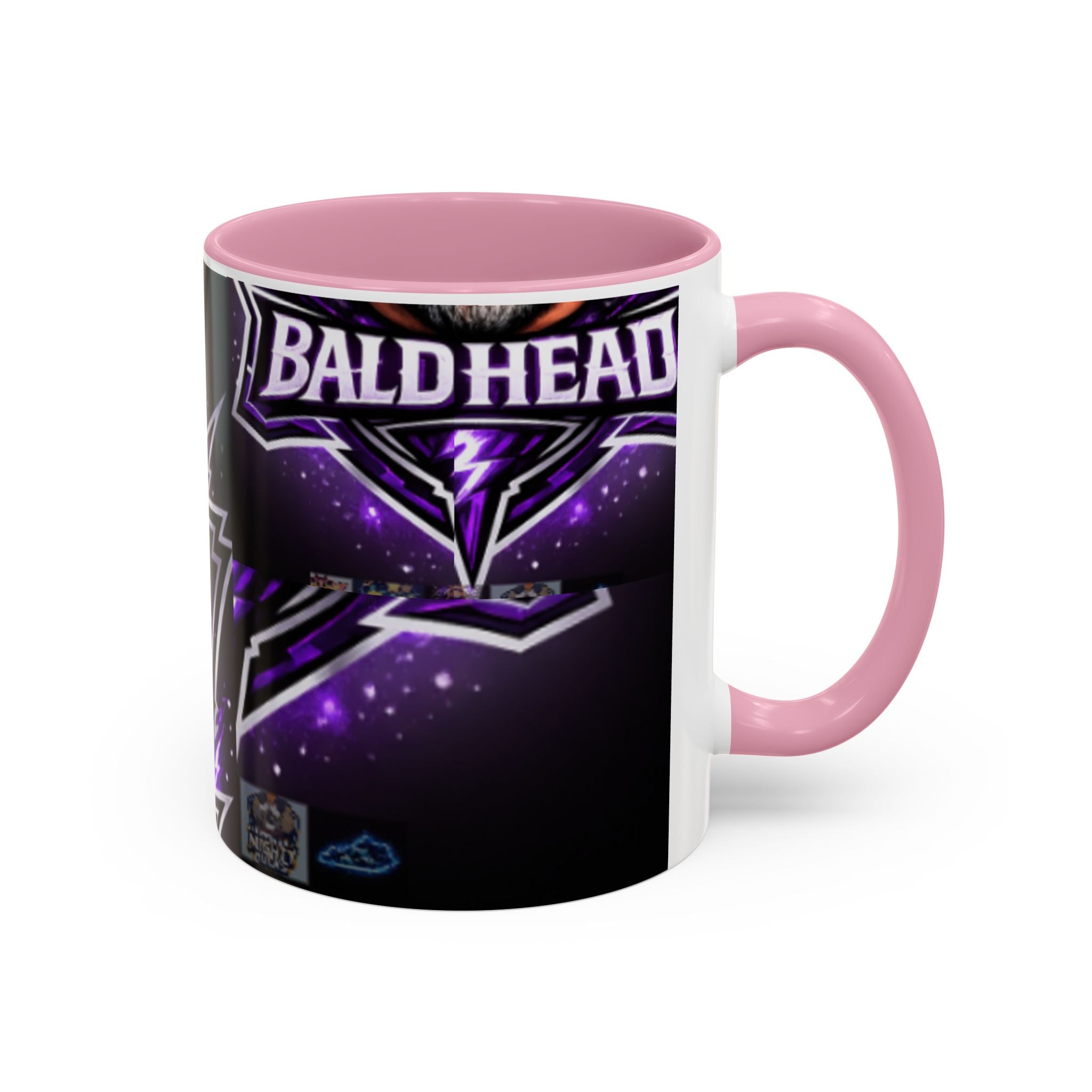 Bald Headed Gamer Purple Lightning Coffee Mug (11oz/15oz)