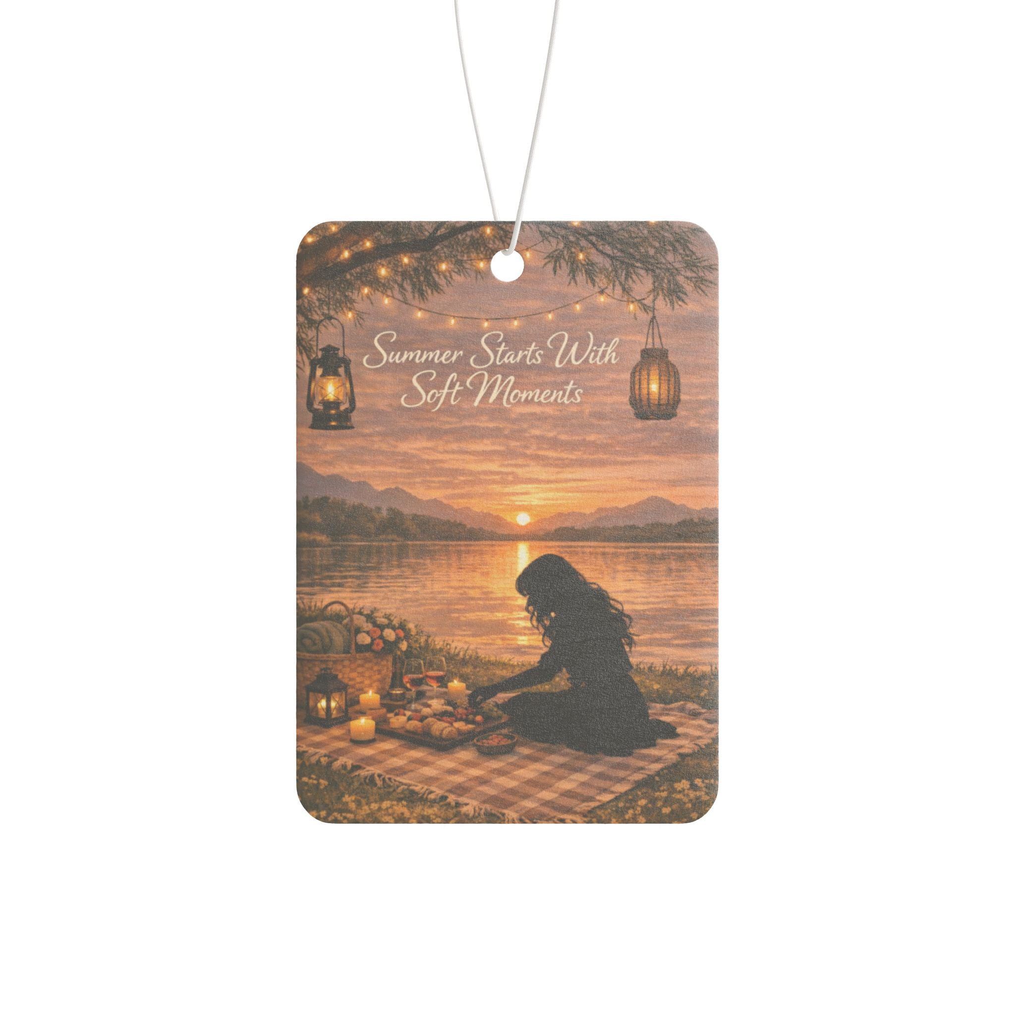 Car Air Freshener — Sunset Picnic Silhouette (Summer Sparks Wild Sweet Moments)