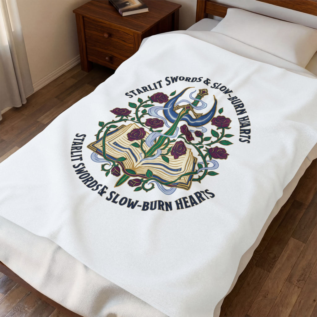 Starlit Swords & Slow-Burn Hearts Velveteen Plush Blanket | Romantasy, Book Lover