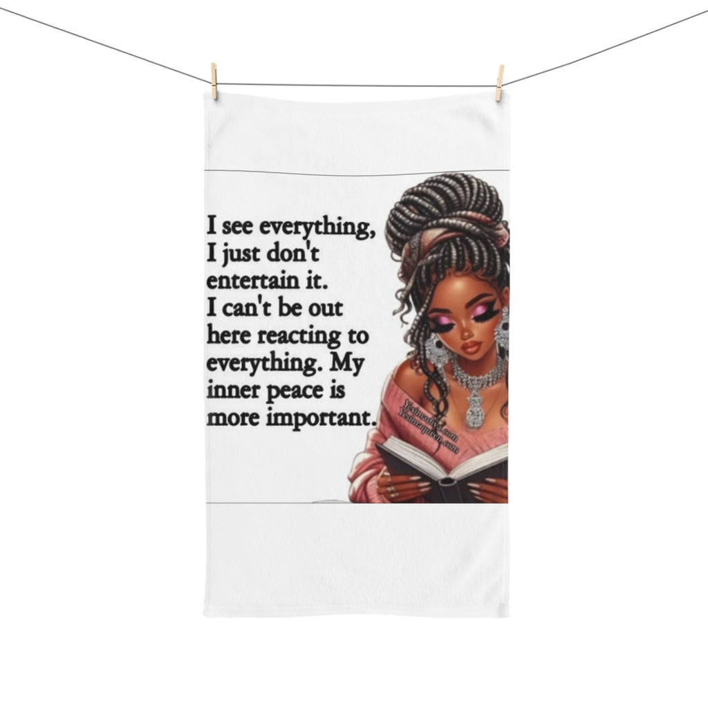 Hand Towel — "My Inner Peace" Inspirational Black Woman Design